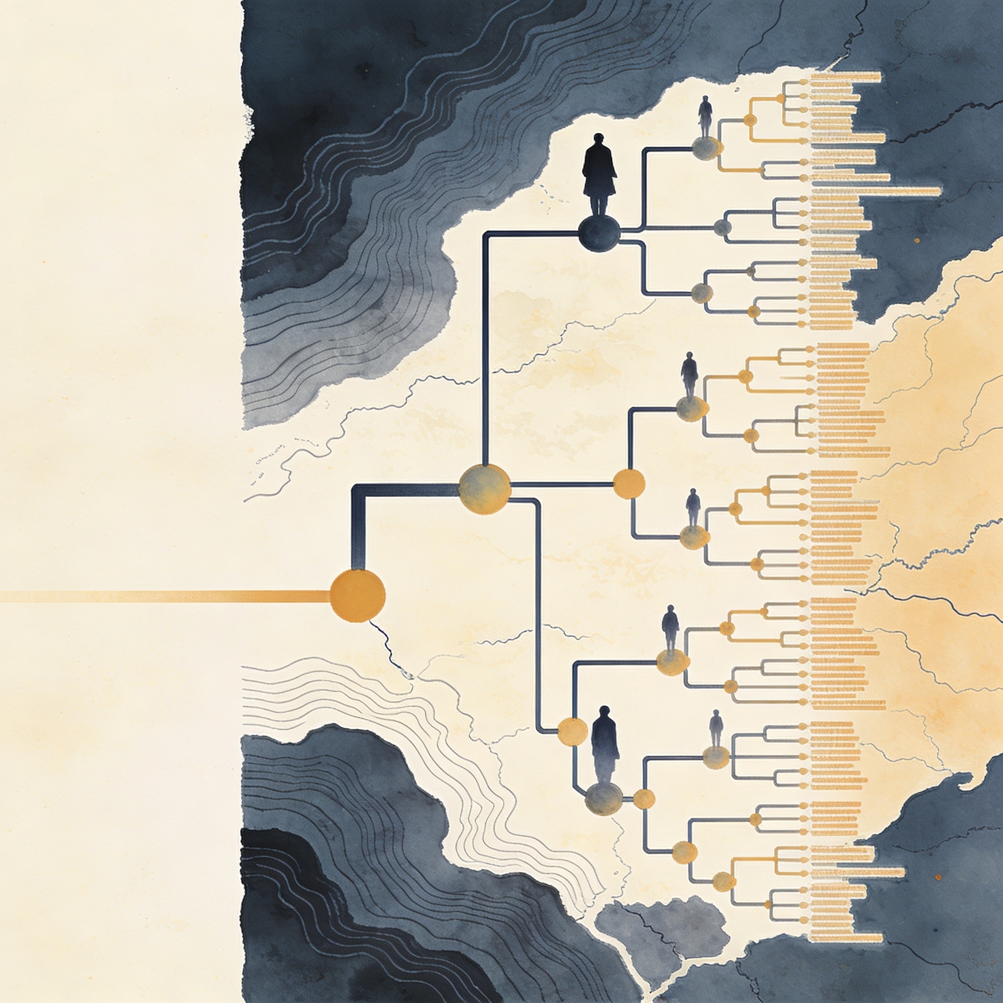 Ciento diecinueve familias y el mapa del poder en Colombia — Política, ilustración editorial