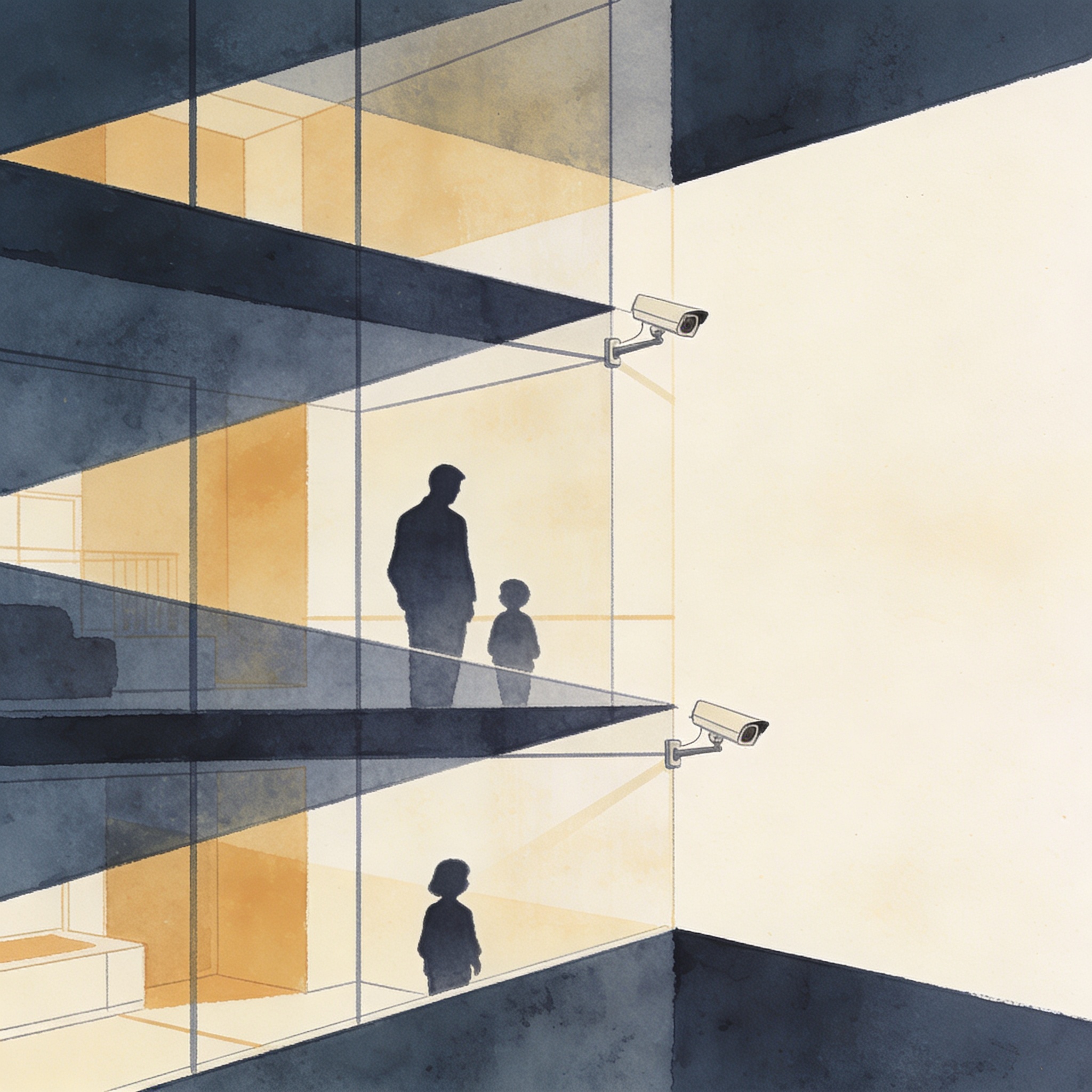 Videovigilancia y prevención: el dilema sin resolver de la violencia intrafamiliar — Judicial, ilustración editorial