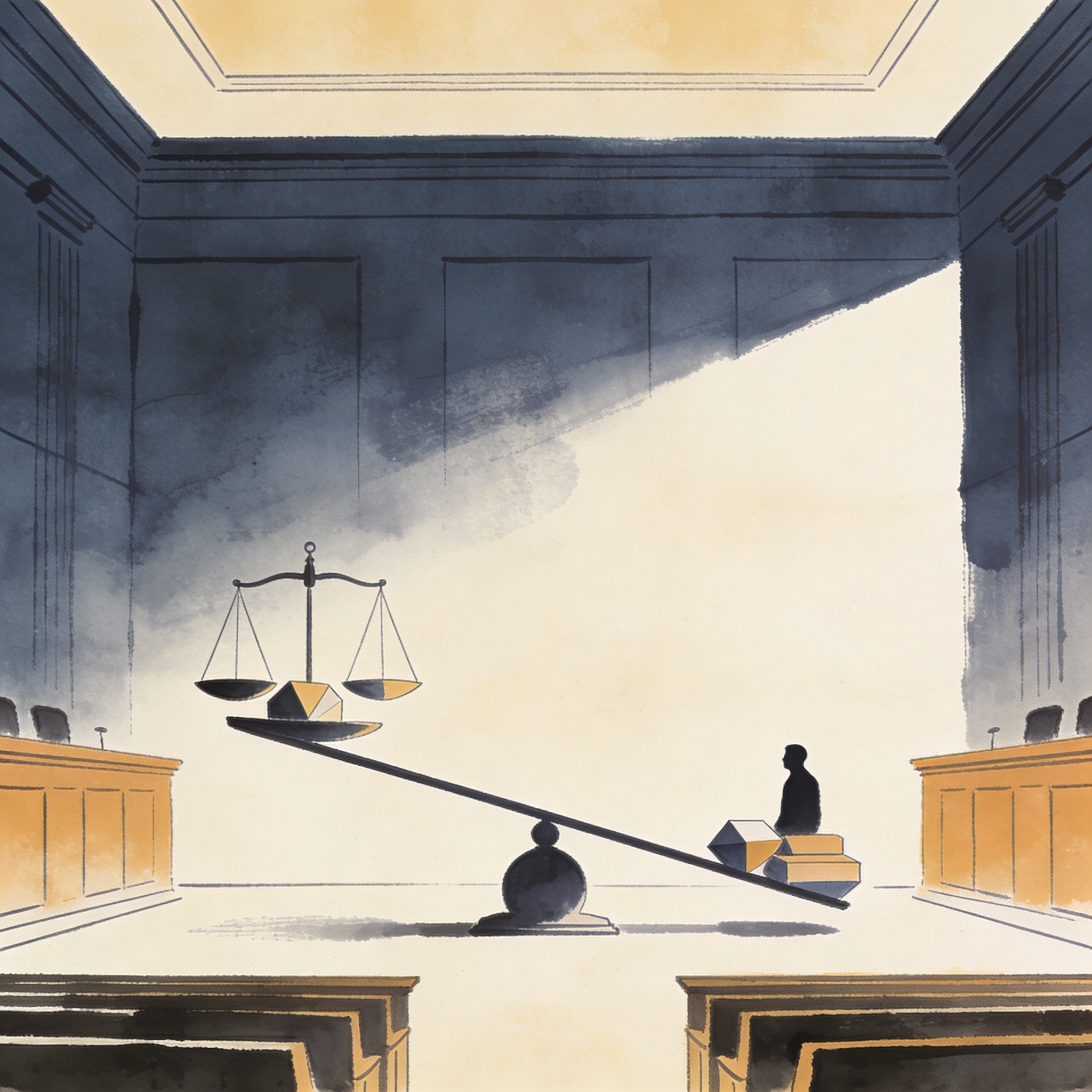 Los preacuerdos y el riesgo de la proporcionalidad perdida — Judicial, ilustración editorial