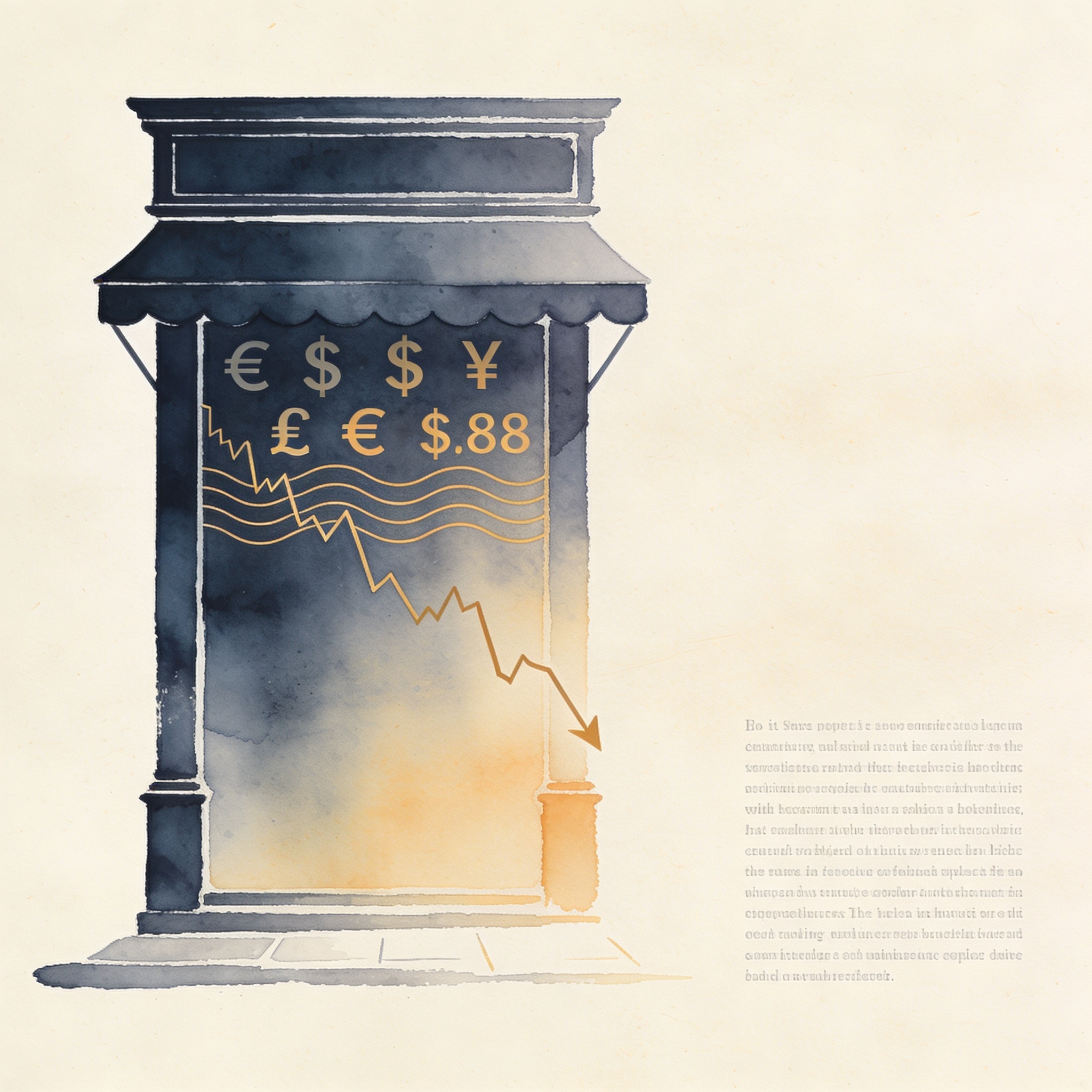 Cencosud se contrae en dólares mientras la región lucha contra la volatilidad cambiaria — Comercio, ilustración editorial