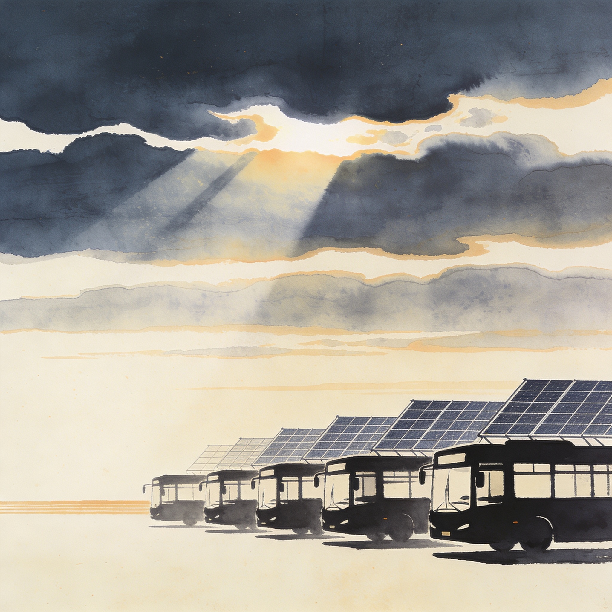 EnergyNow busca instalar paneles solares en 2.000 buses colombianos — Tendencias, ilustración editorial