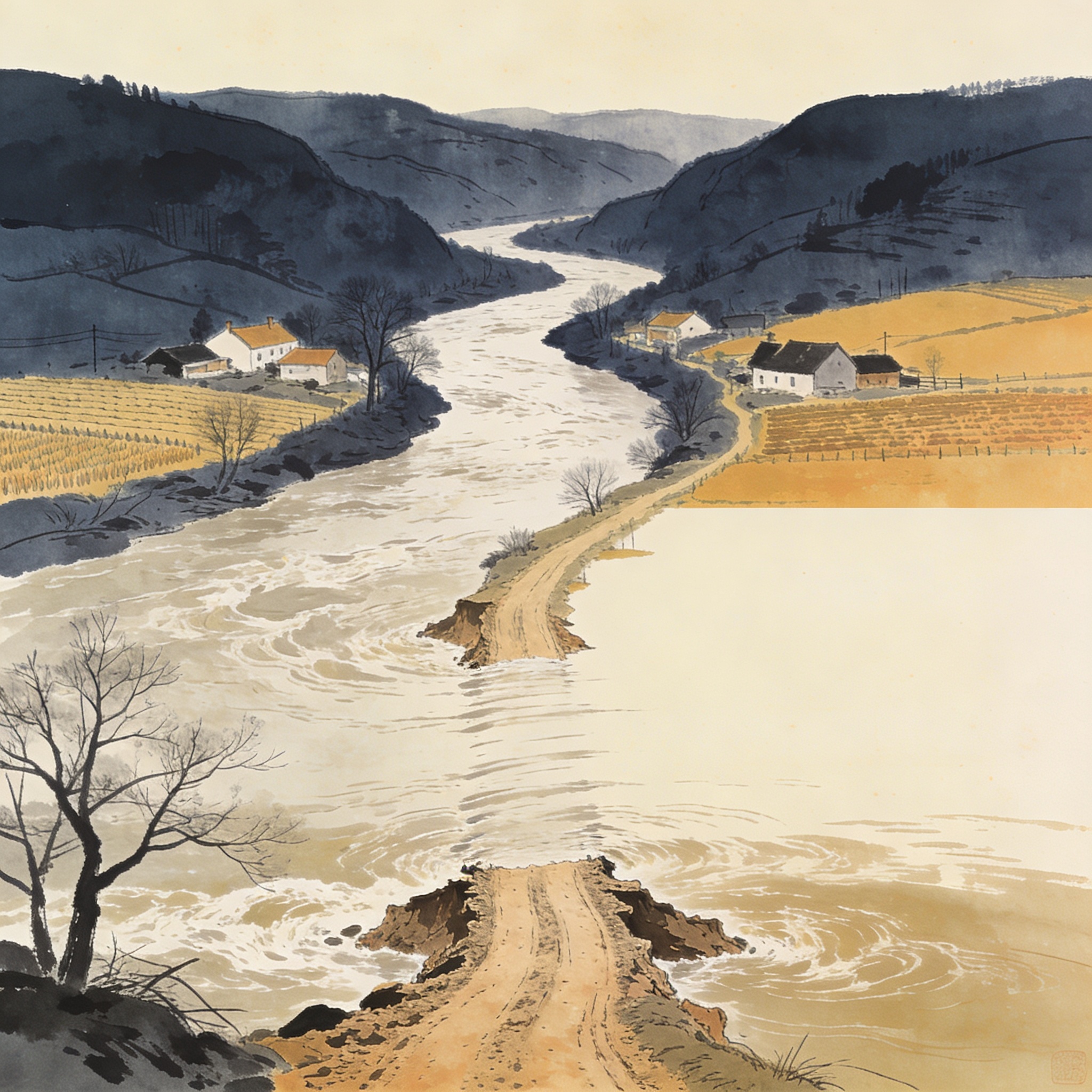 Creciente del Cañaveral aísla dos veredas en la frontera vallecaucana — Última hora, ilustración editorial