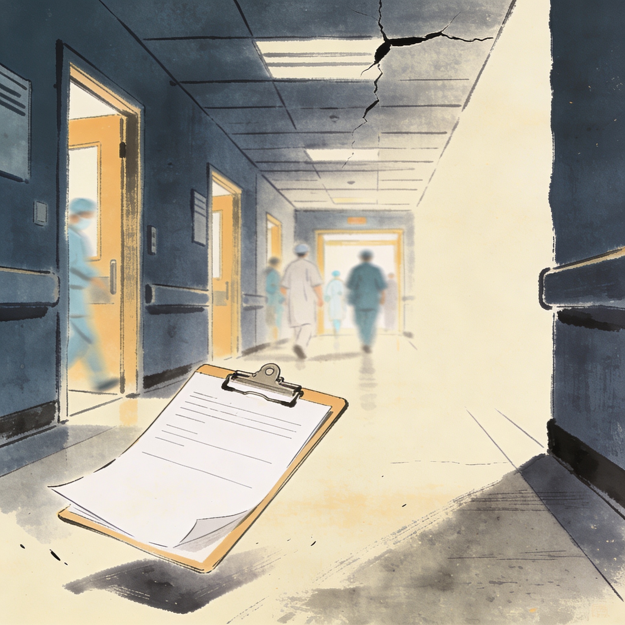 Supervisión débil en hospitales intervenidos durante campaña electoral — Política, ilustración editorial
