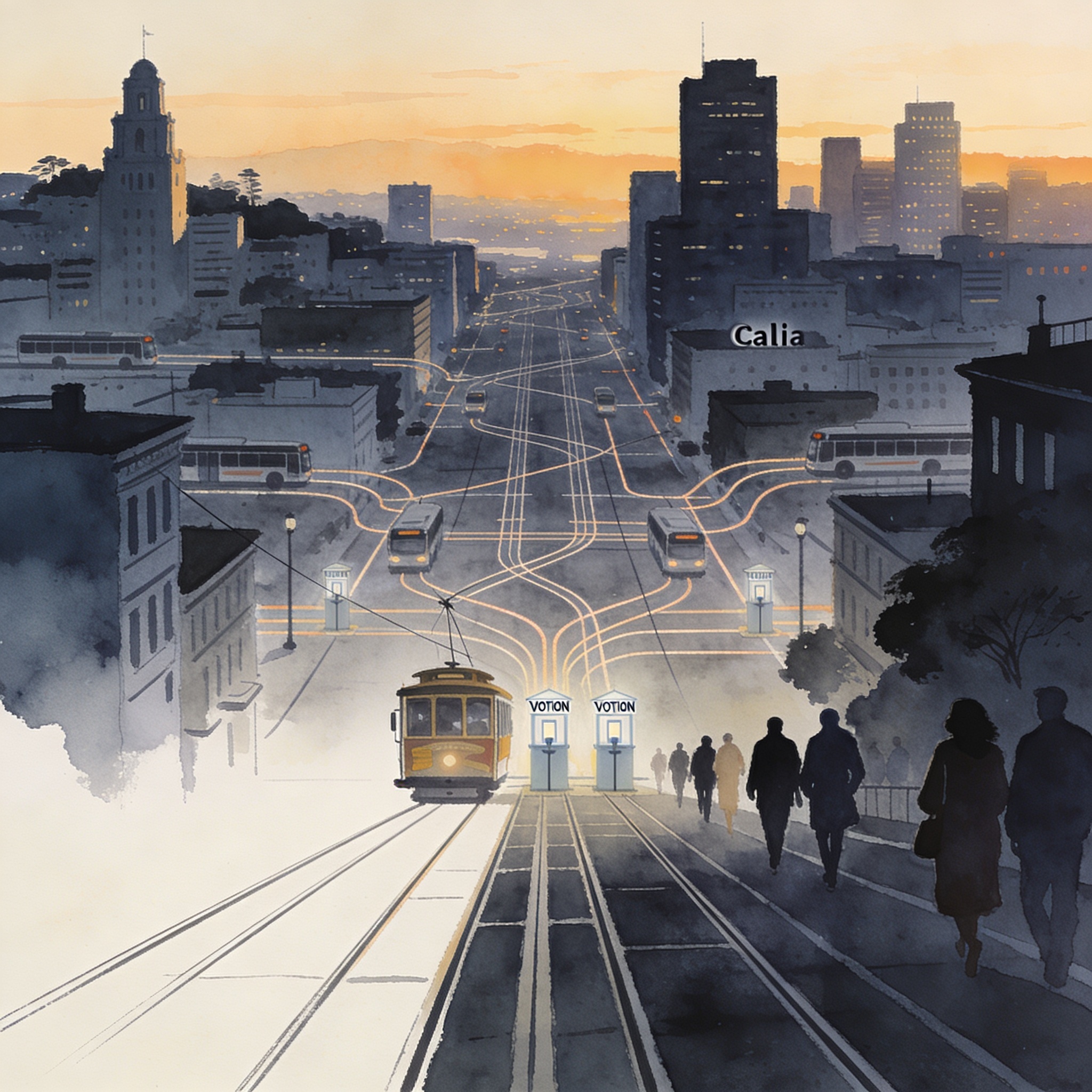 Cali amplía transporte público el día de elecciones — Política, ilustración editorial