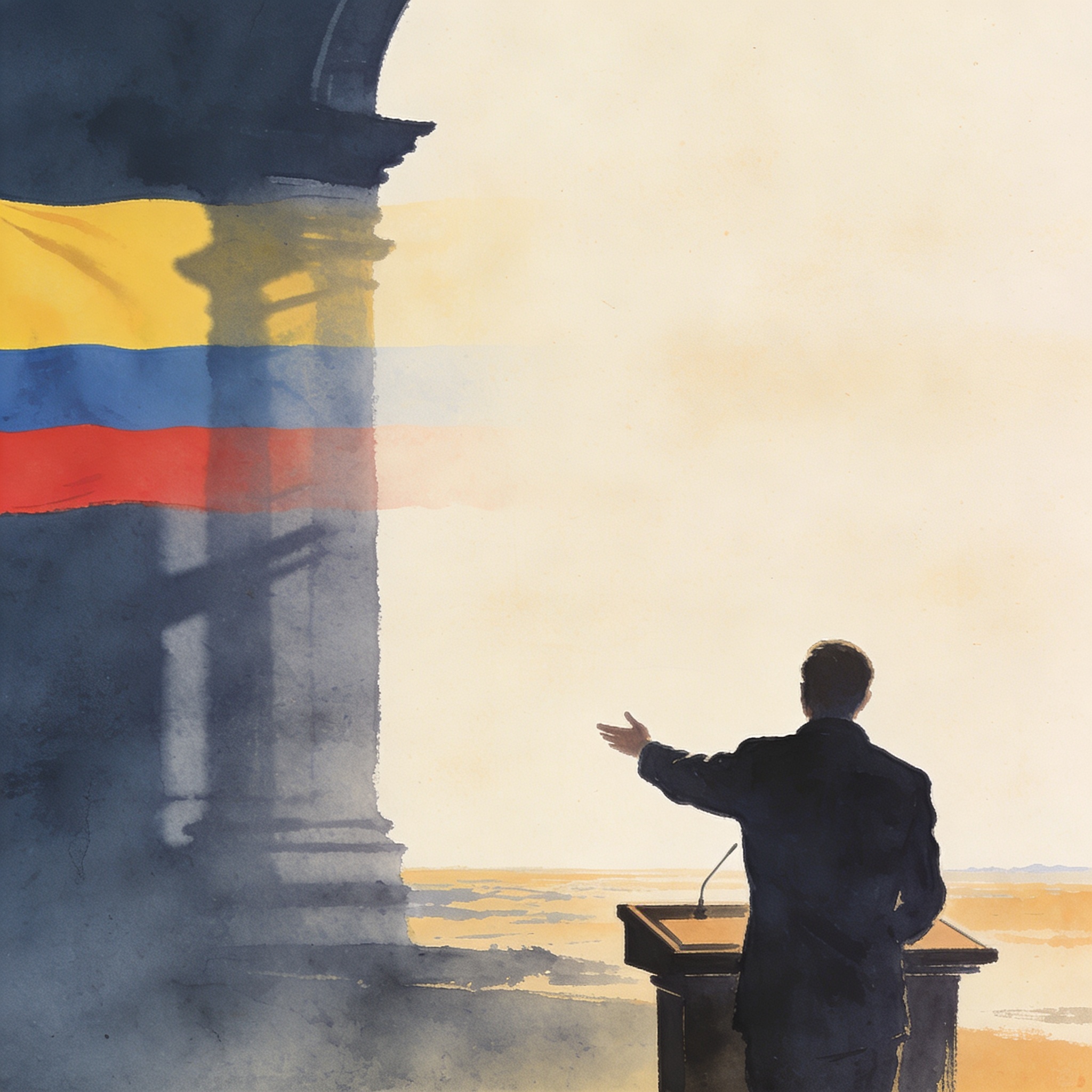 Petro invoca la soberanía a 24 horas de las urnas — Política, ilustración editorial