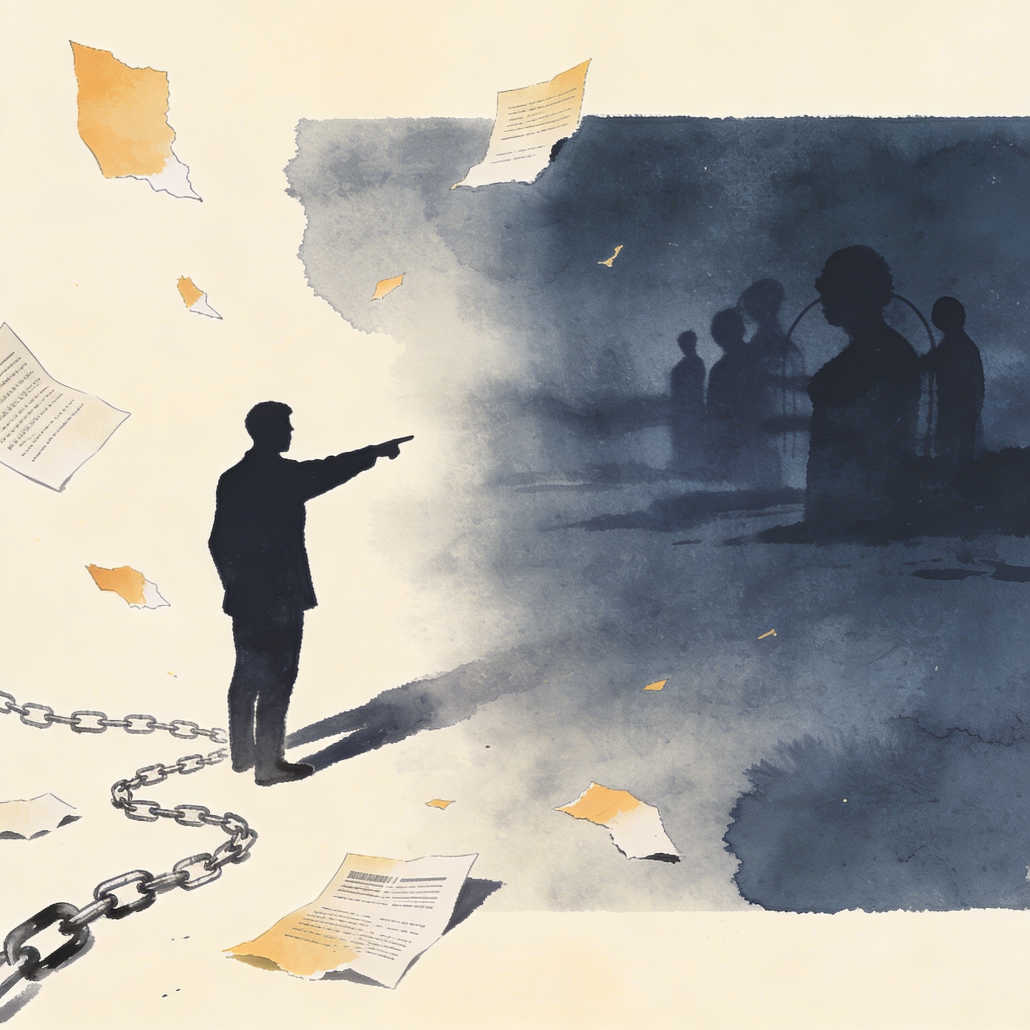 De la Espriella acusa a Petro y Cepeda sin presentar pruebas de responsabilidad — Política, ilustración editorial