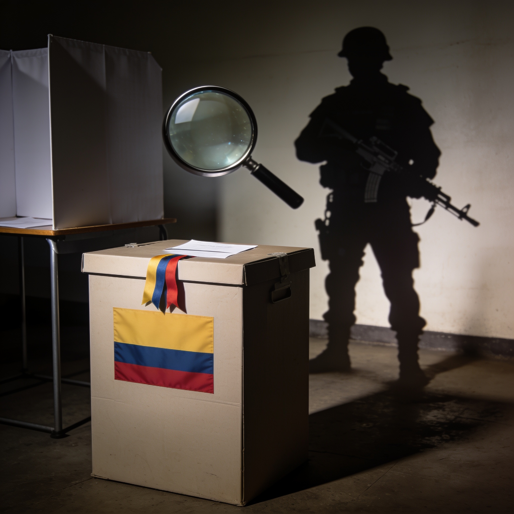 Antioquia vota bajo presión armada y con la lupa institucional puesta — Política, ilustración editorial