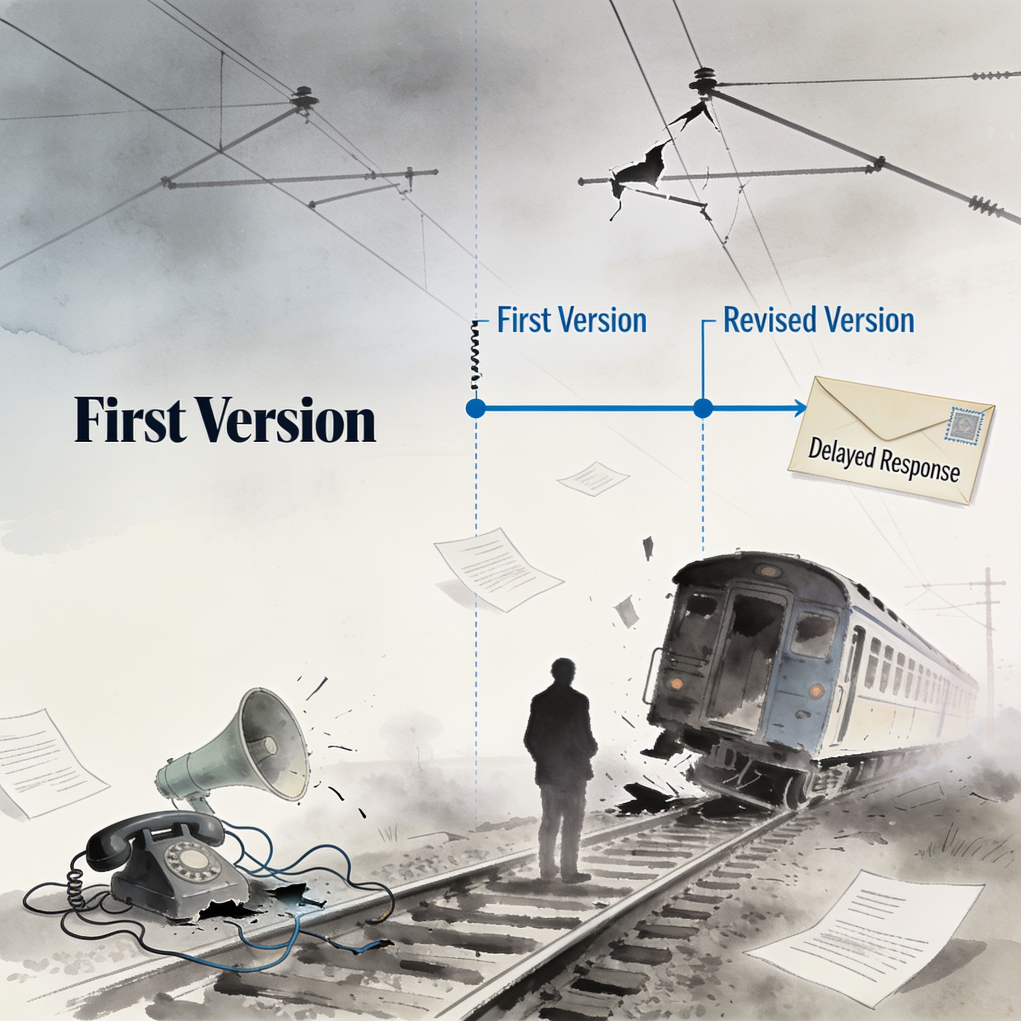 Tren de la Sabana, un descarrilamiento menor con comunicacion deficiente — Política, ilustración editorial