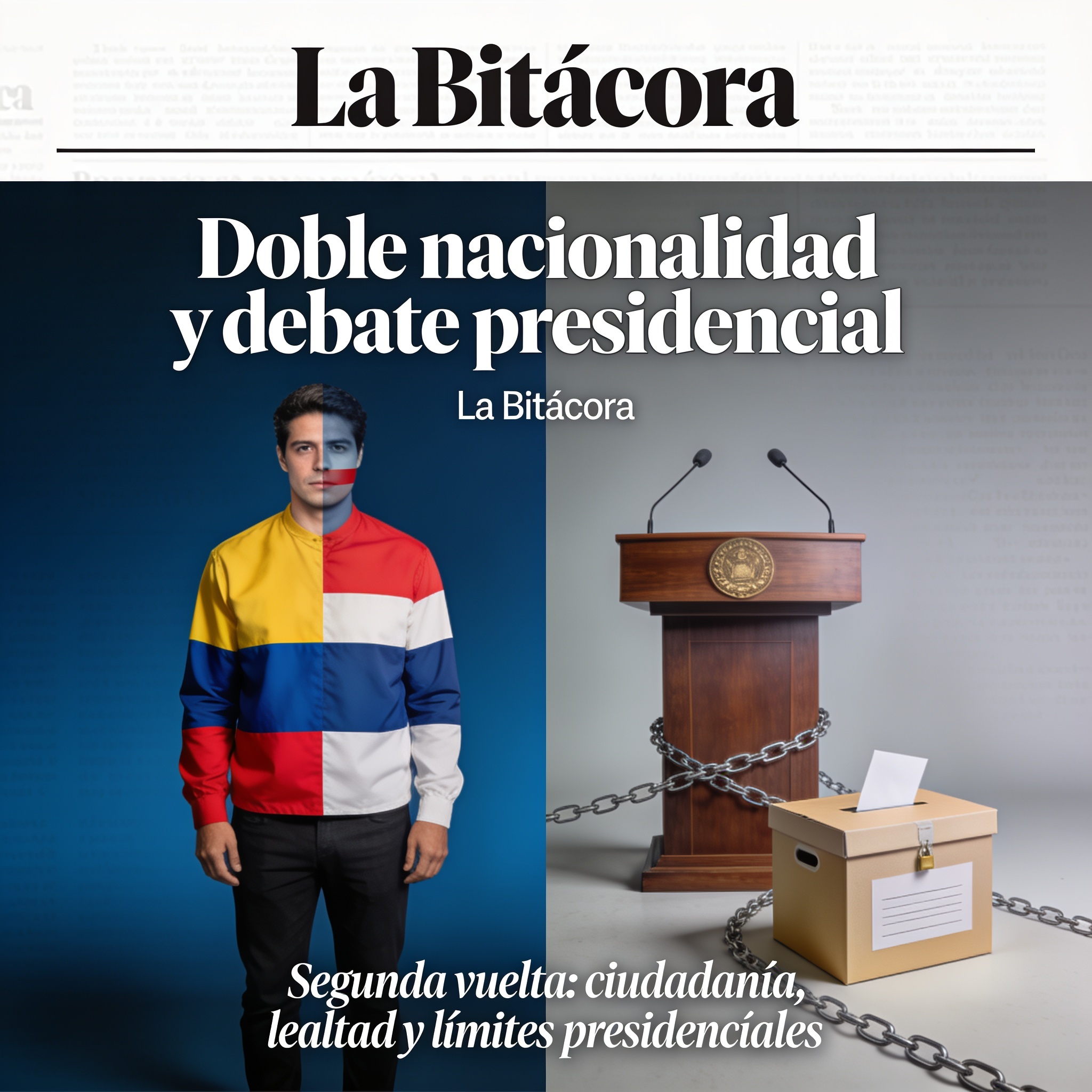 Doble nacionalidad y debate presidencial: quién decide — Política, ilustración editorial