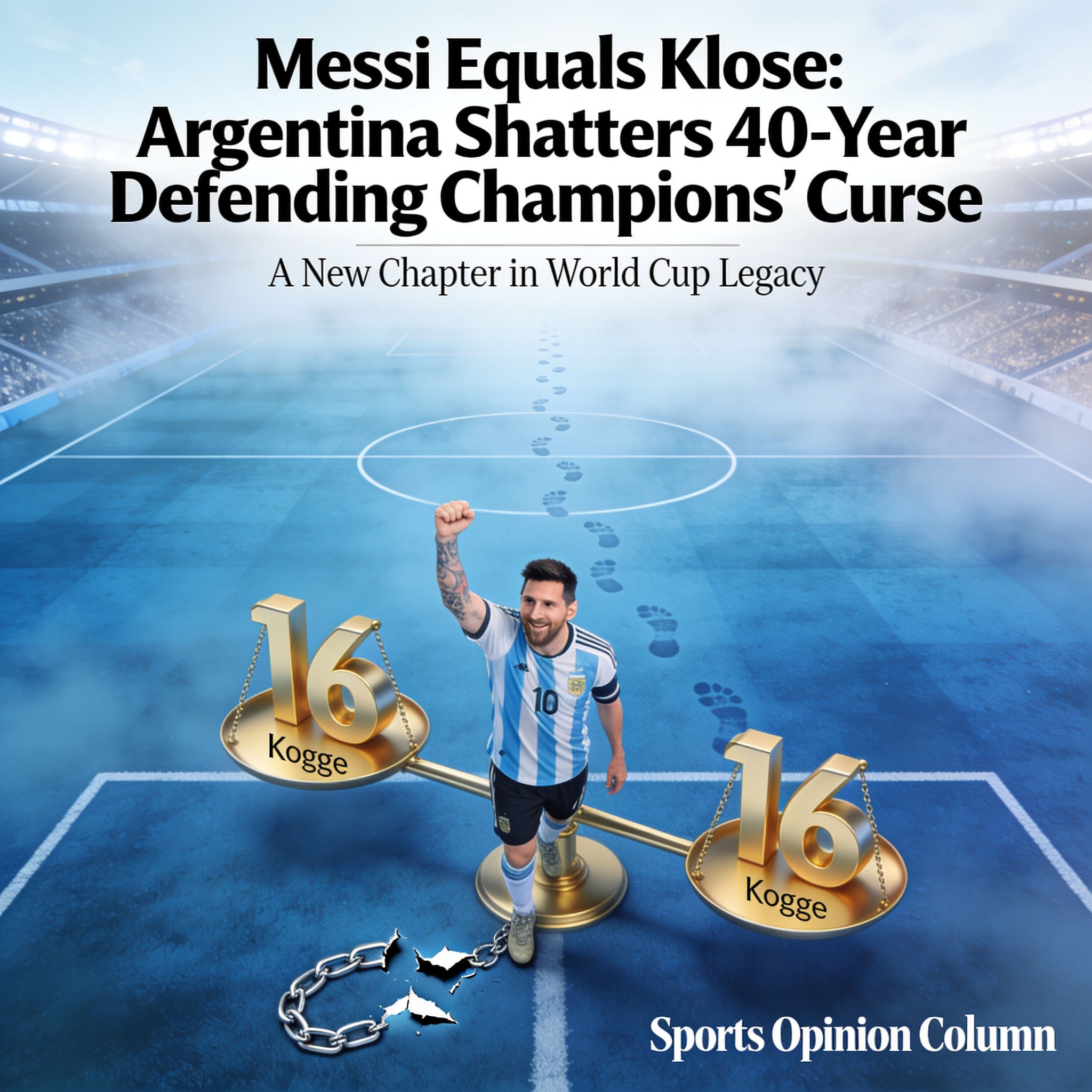 Messi iguala a Klose y el mito del campeón que debuta mal — Deportes, ilustración editorial