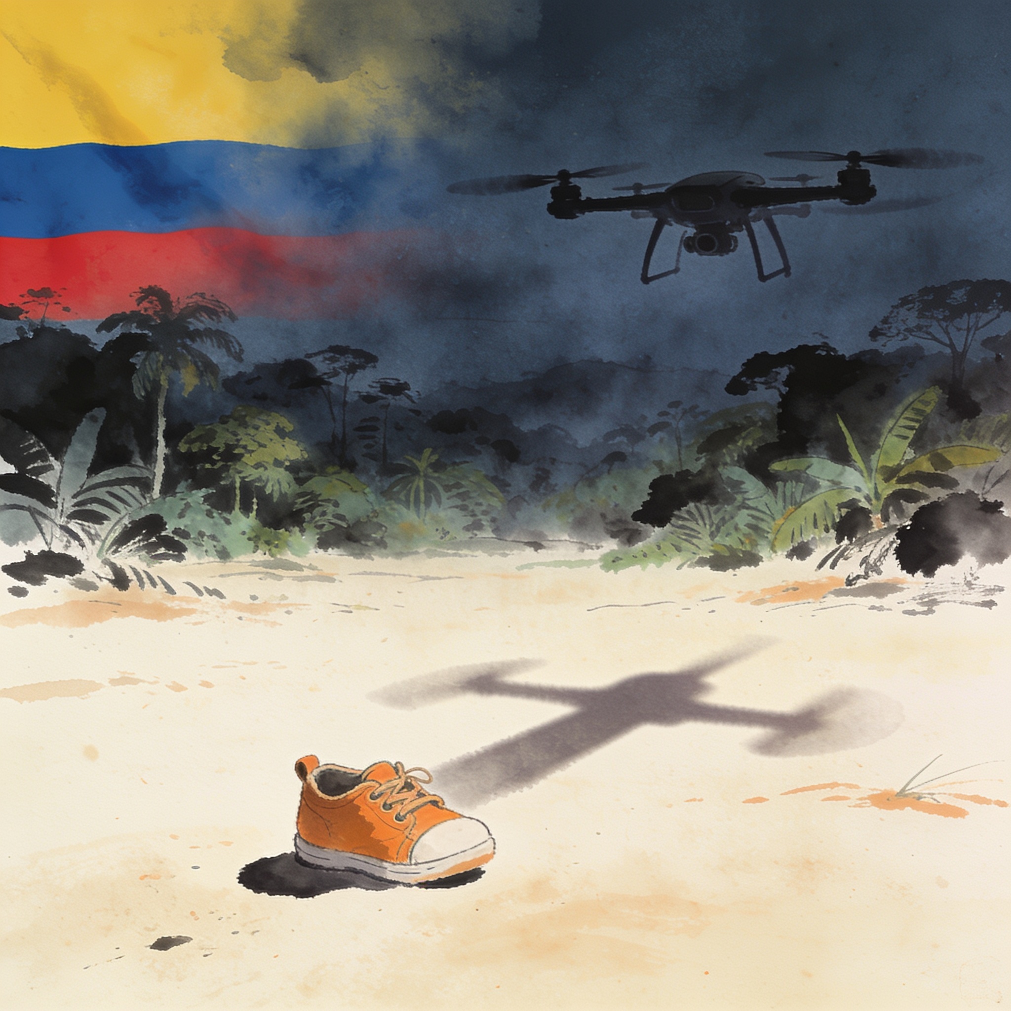 Un niño muerto en Tibú y la normalización de la guerra con drones — Política, ilustración editorial