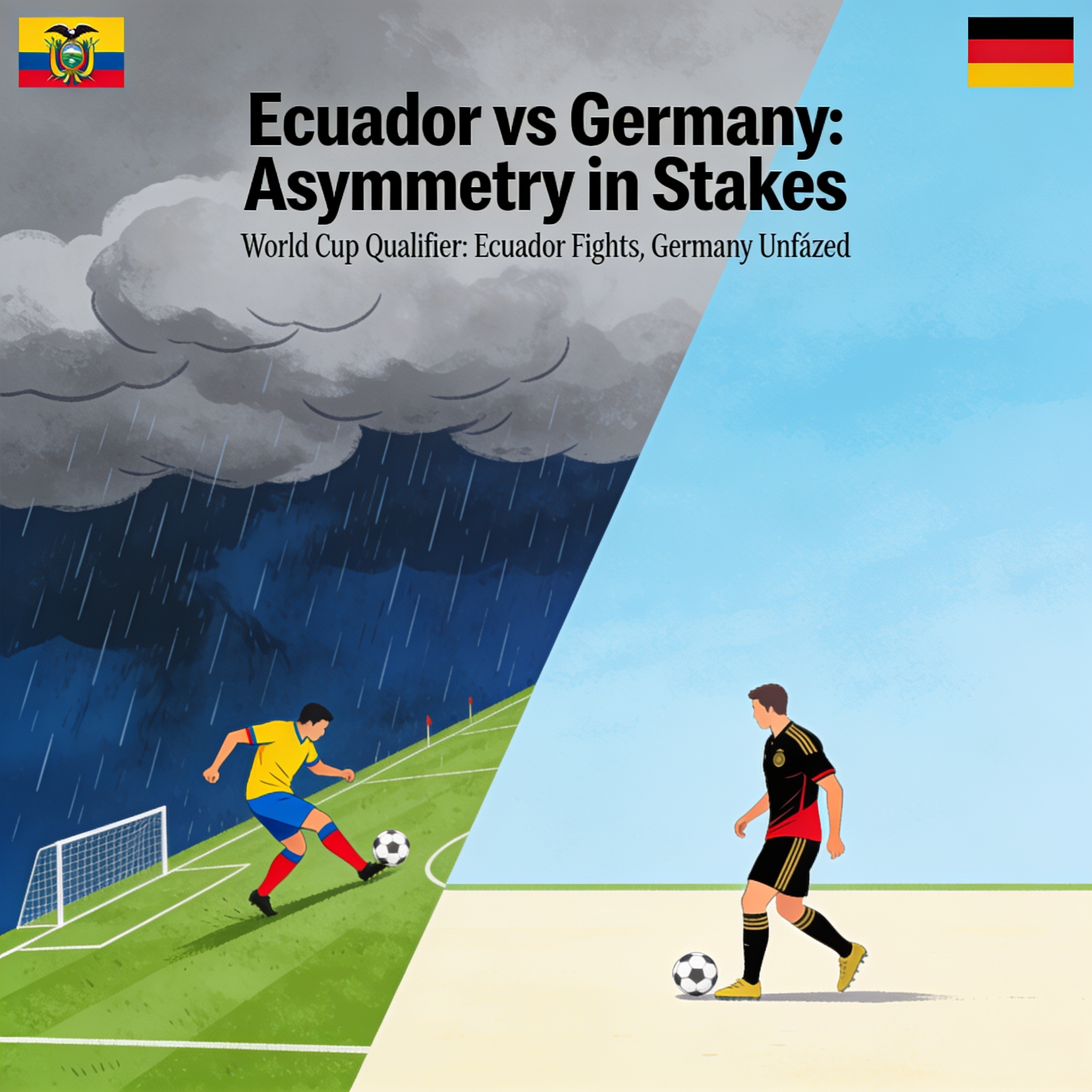 Ecuador y la lógica del todo o nada ante una Alemania sin urgencias — Deportes, ilustración editorial