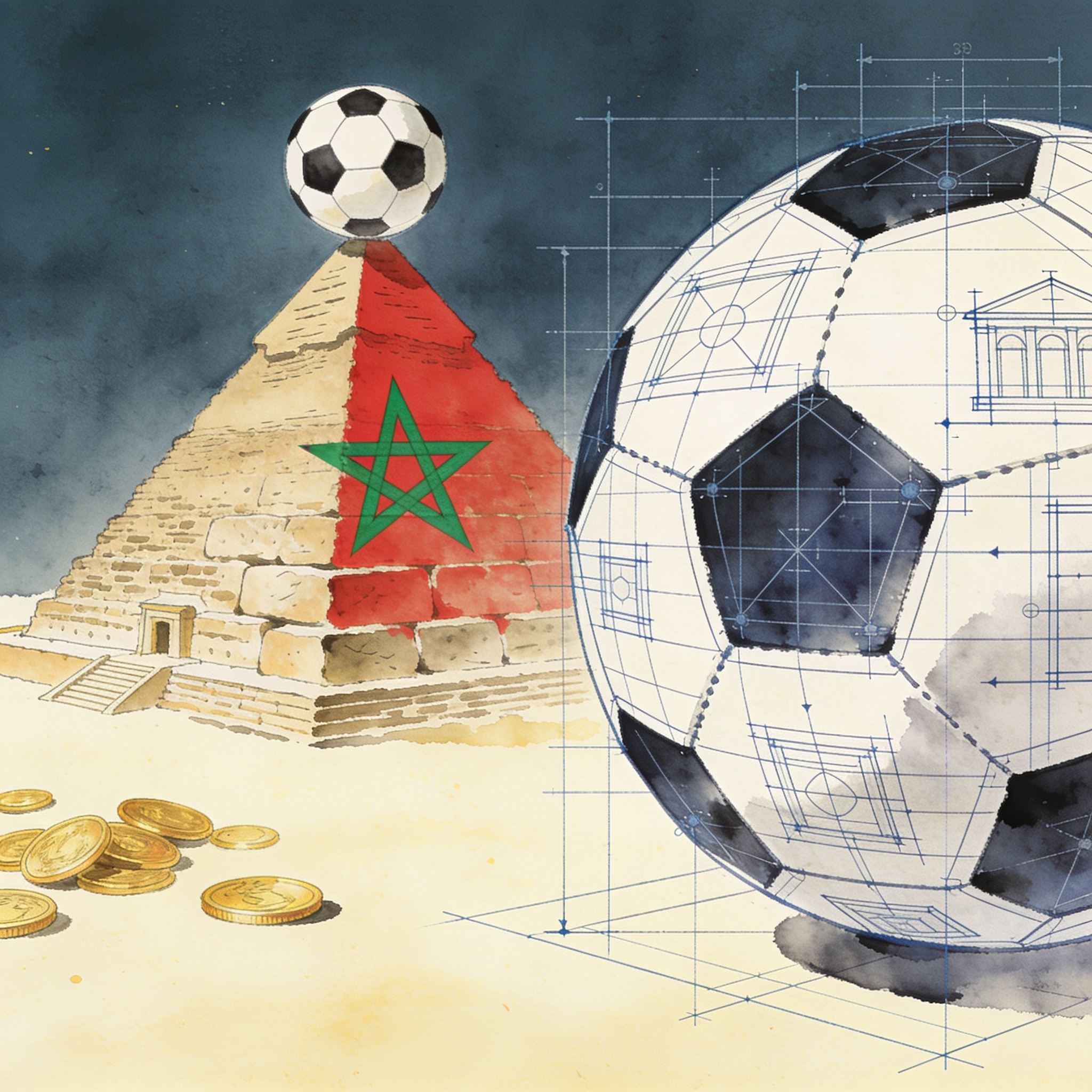 Marruecos y el peso de las instituciones contra el dinero del fútbol — Deportes, ilustración editorial