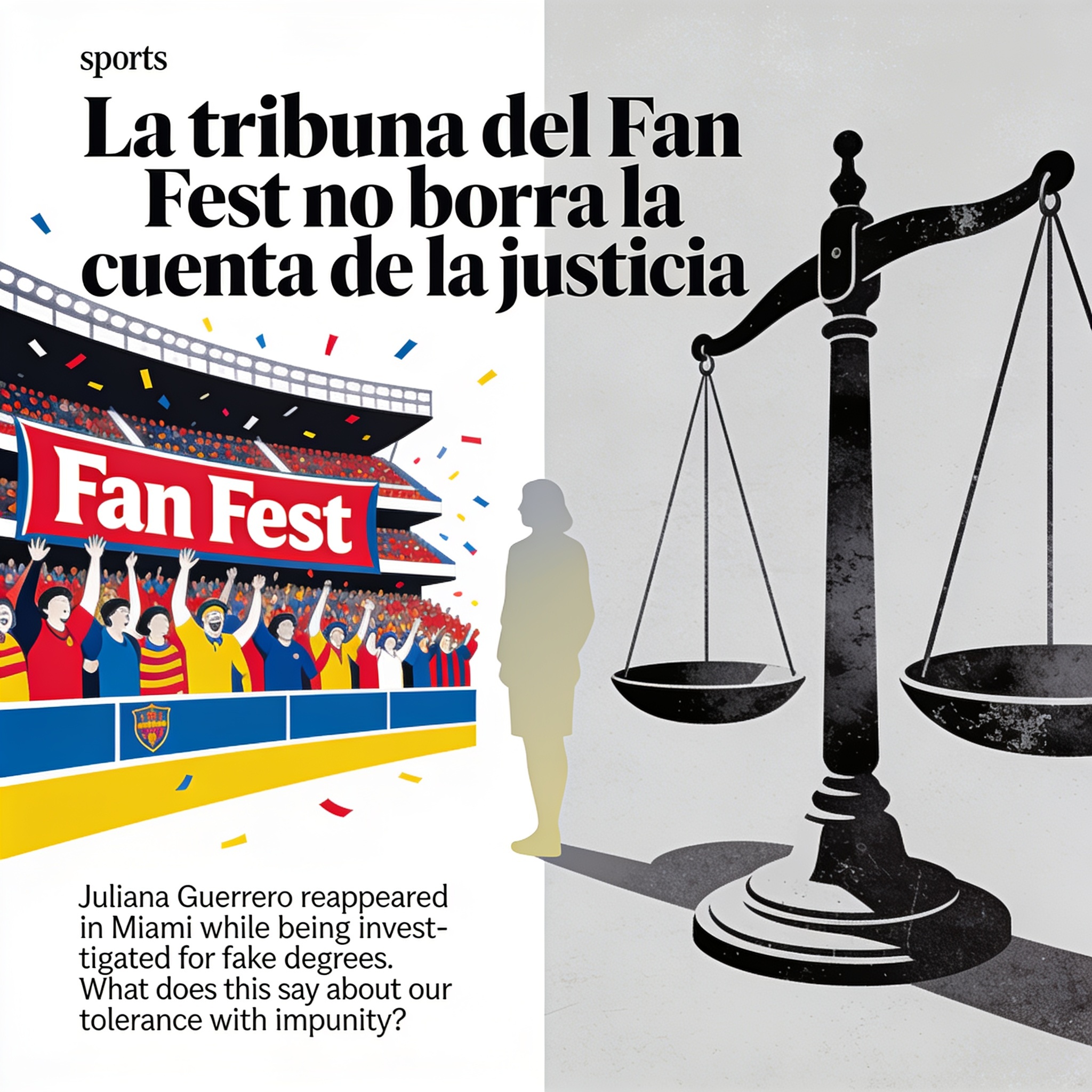 La tribuna del Fan Fest no borra la cuenta de la justicia — Deportes, ilustración editorial