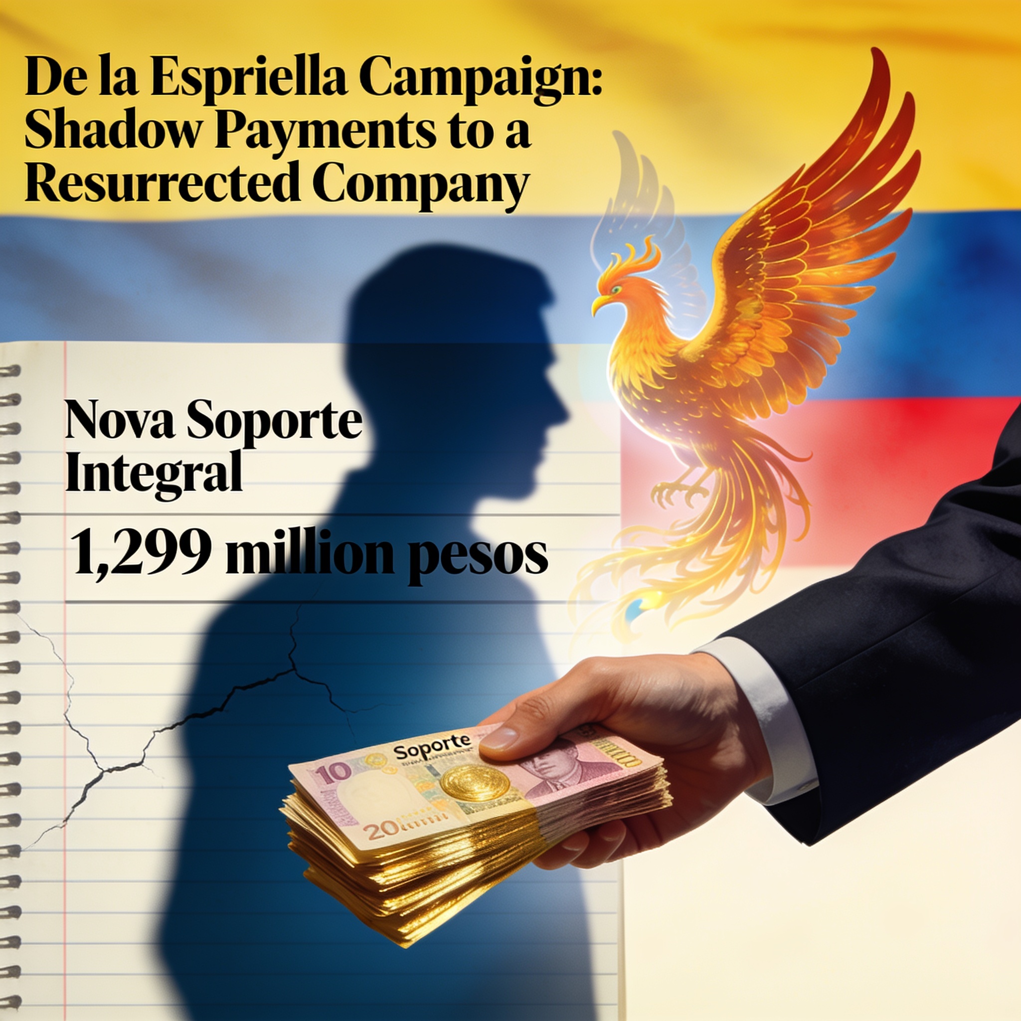 Los 1.299 millones que una campaña reportó a una empresa recién reflotada — Política, ilustración editorial