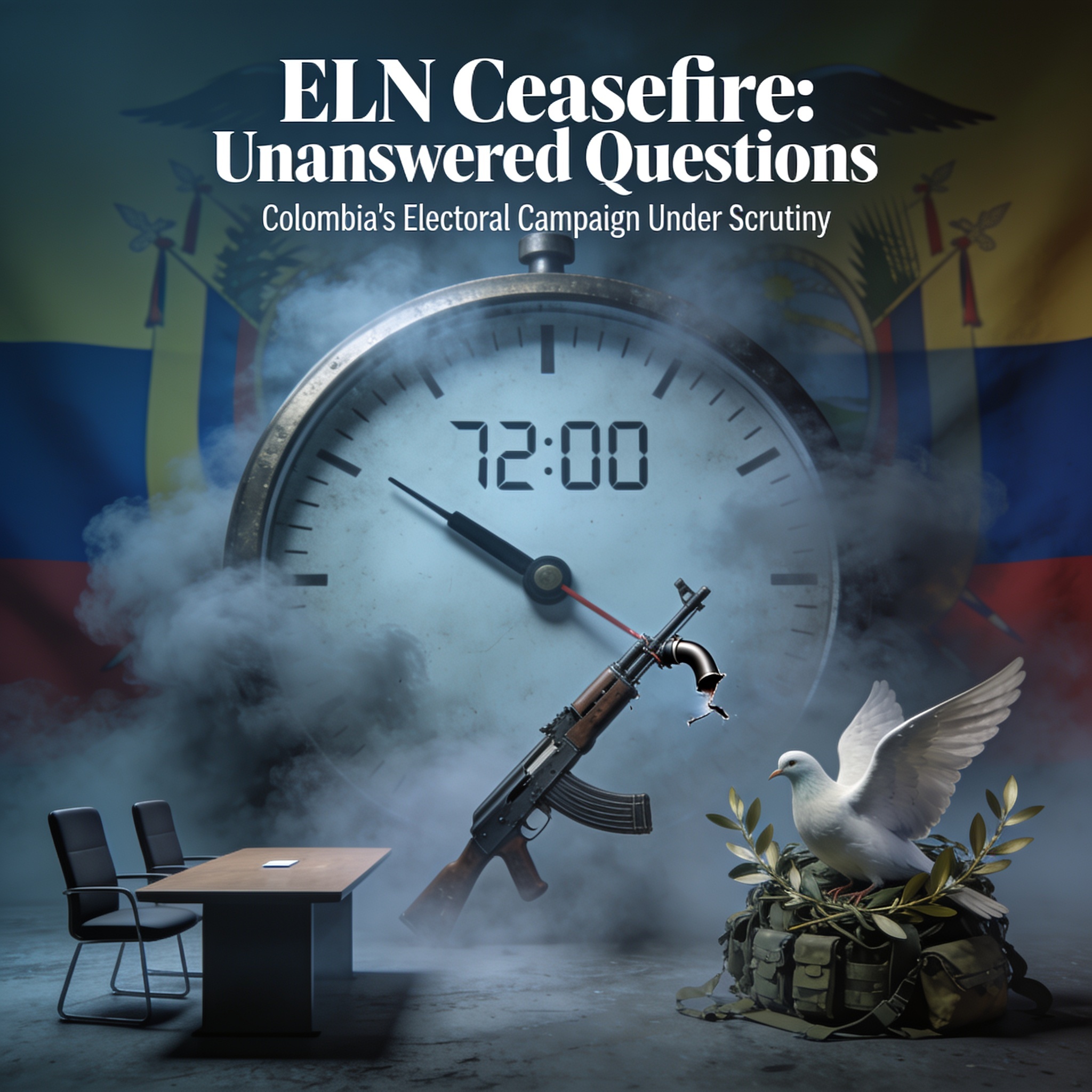 El alto el fuego del ELN deja más preguntas que respuestas — Política, ilustración editorial