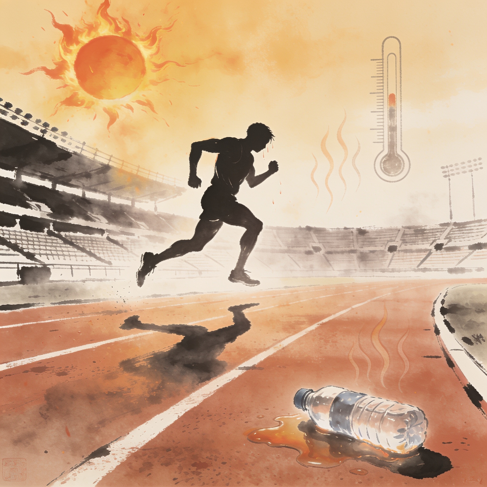 El calor de Kansas pone a prueba los límites del deporte moderno — Deportes, ilustración editorial