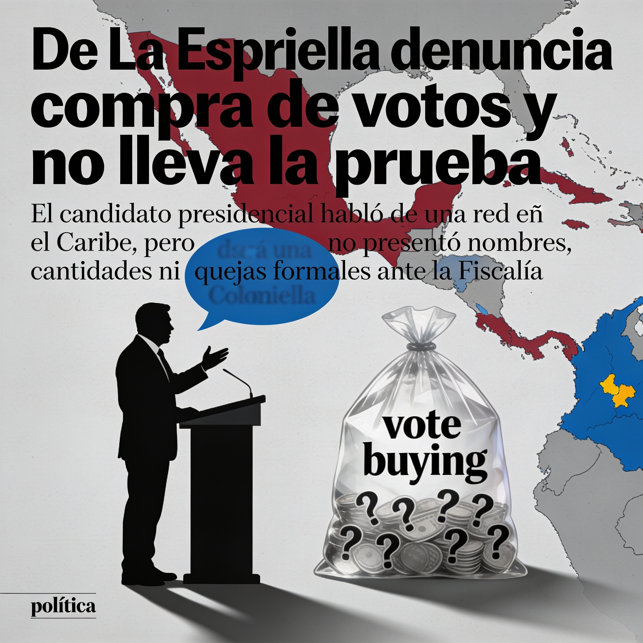 De La Espriella denuncia compra de votos y no lleva la prueba — Política, ilustración editorial