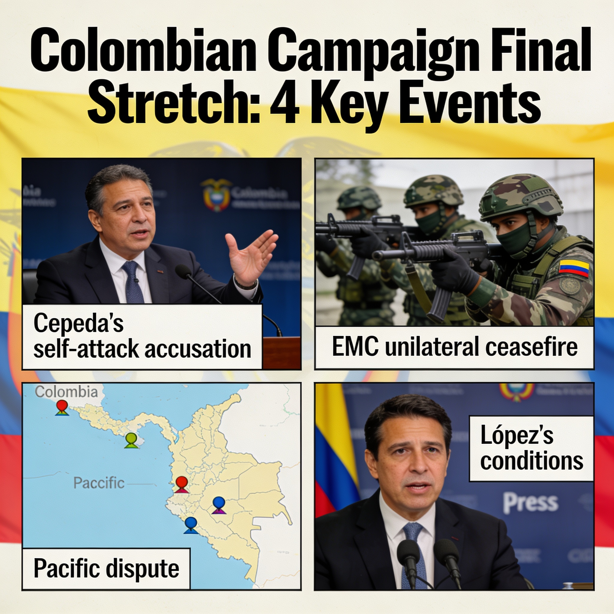 Cuatro hechos que desordenan la recta final de la campaña — Política, ilustración editorial