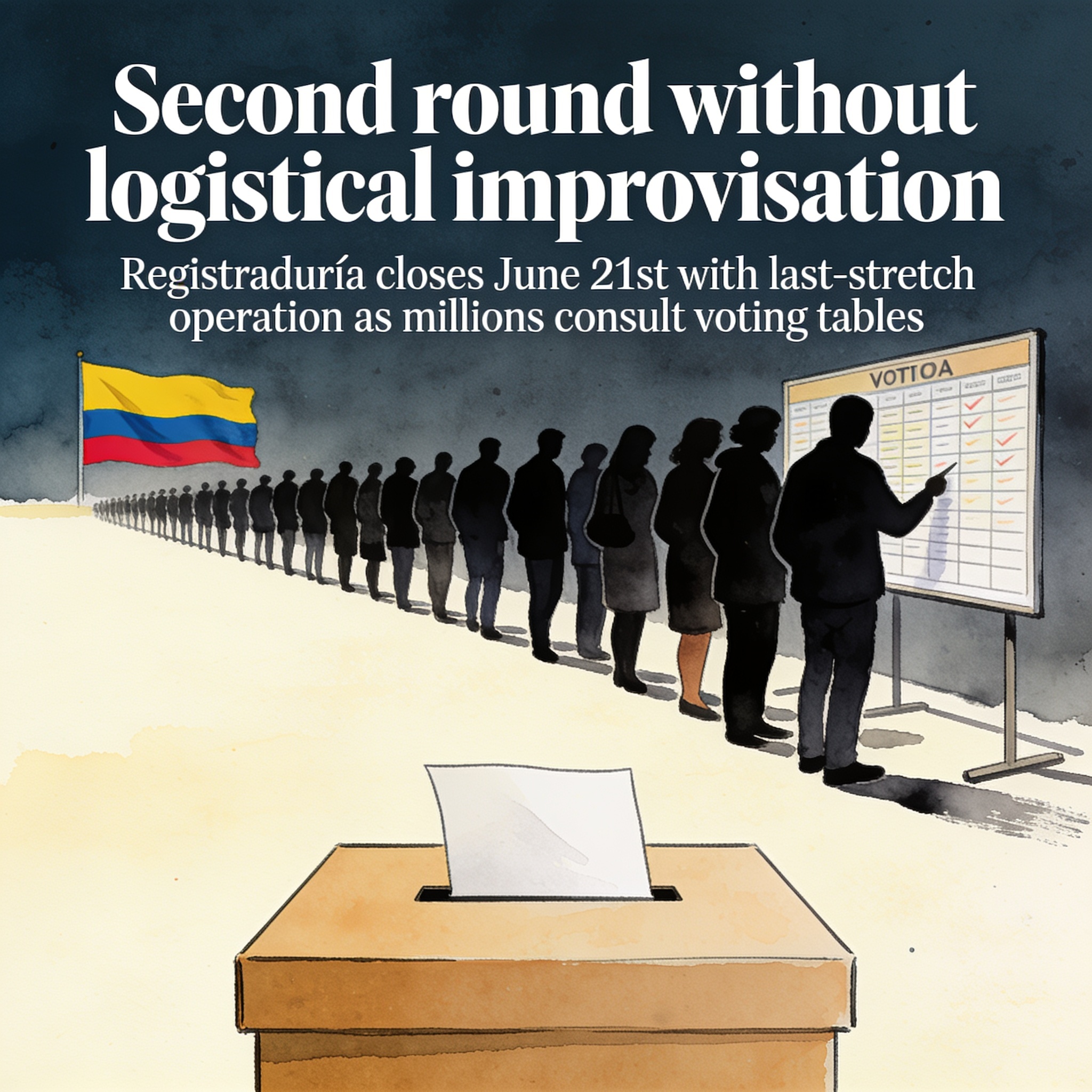 Segunda vuelta sin improvisación logística — Política, ilustración editorial
