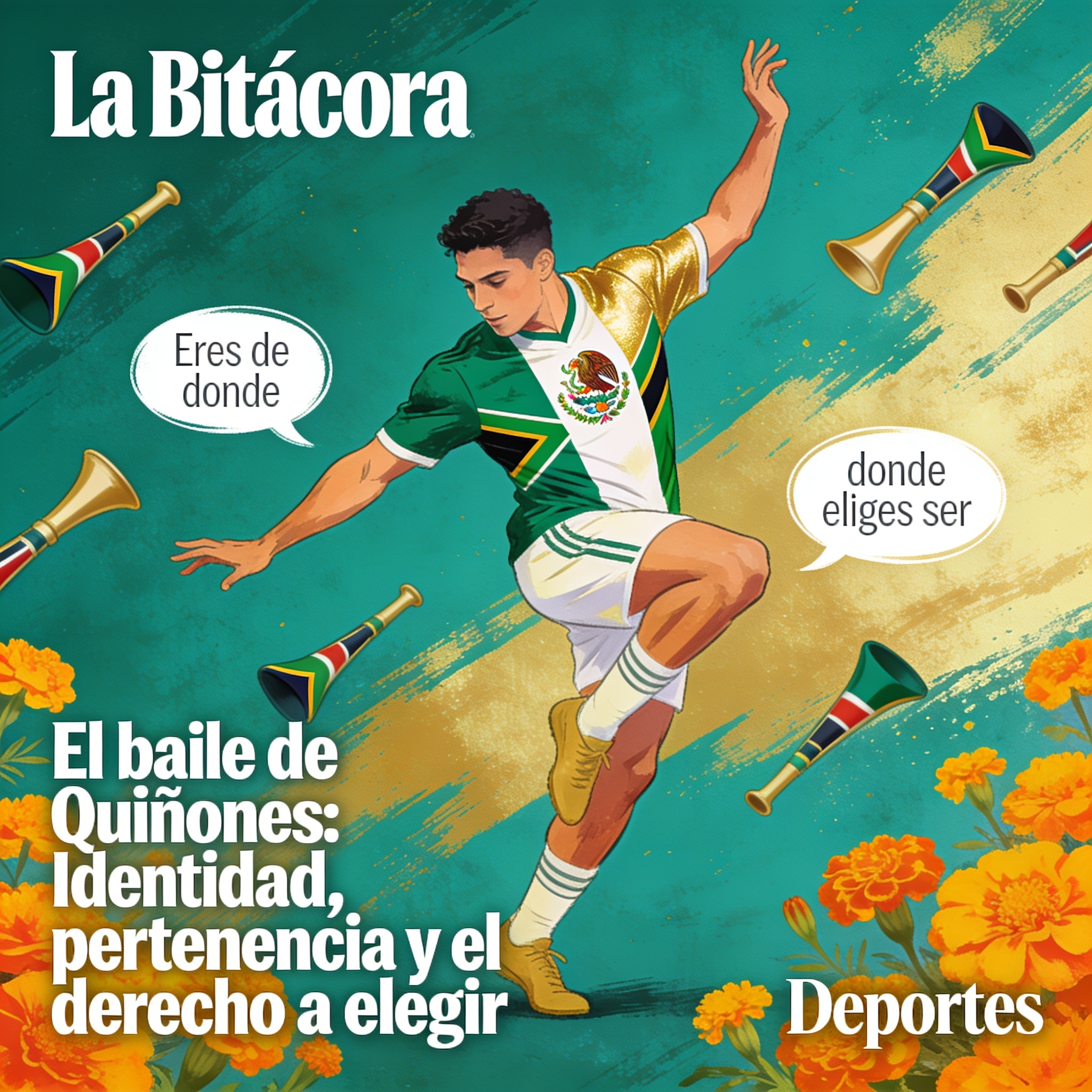 Quiñones baila en el Mundial la canción que Sudáfrica le cantó a México — Deportes, ilustración editorial