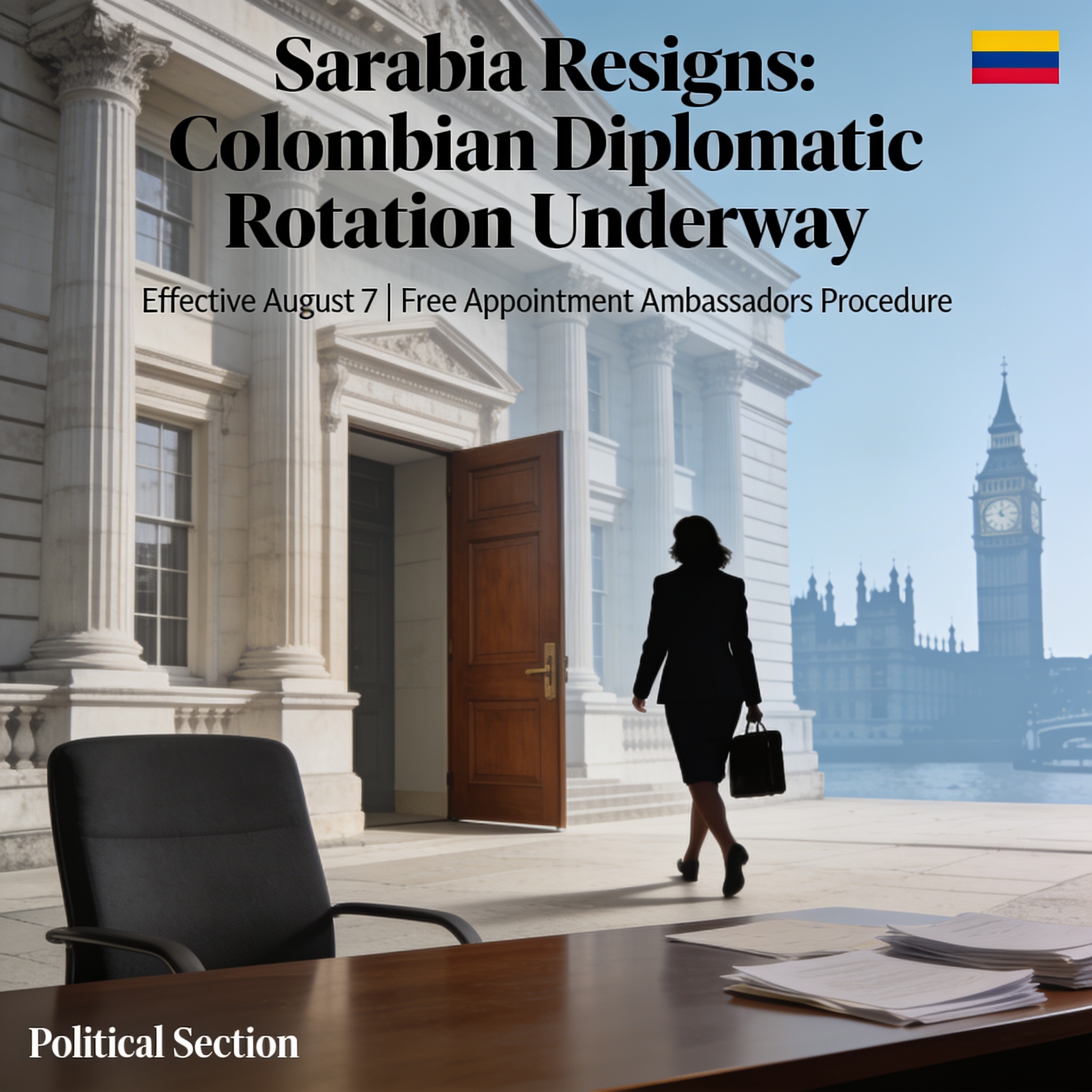 La renuncia de Sarabia y el relevo diplomático que viene — Política, ilustración editorial