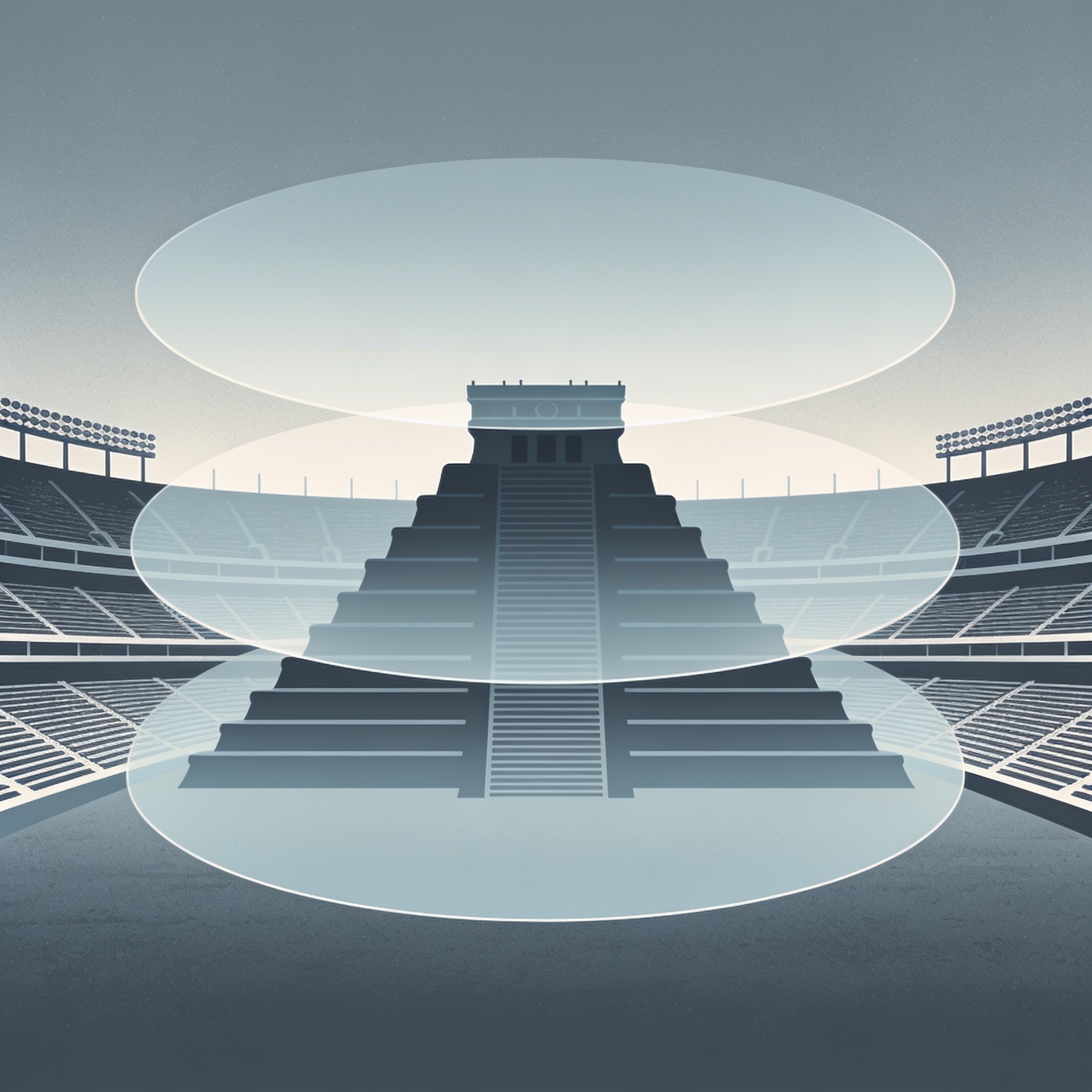 Tres inauguraciones y la memoria que el espectáculo no garantiza — Deportes, ilustración editorial