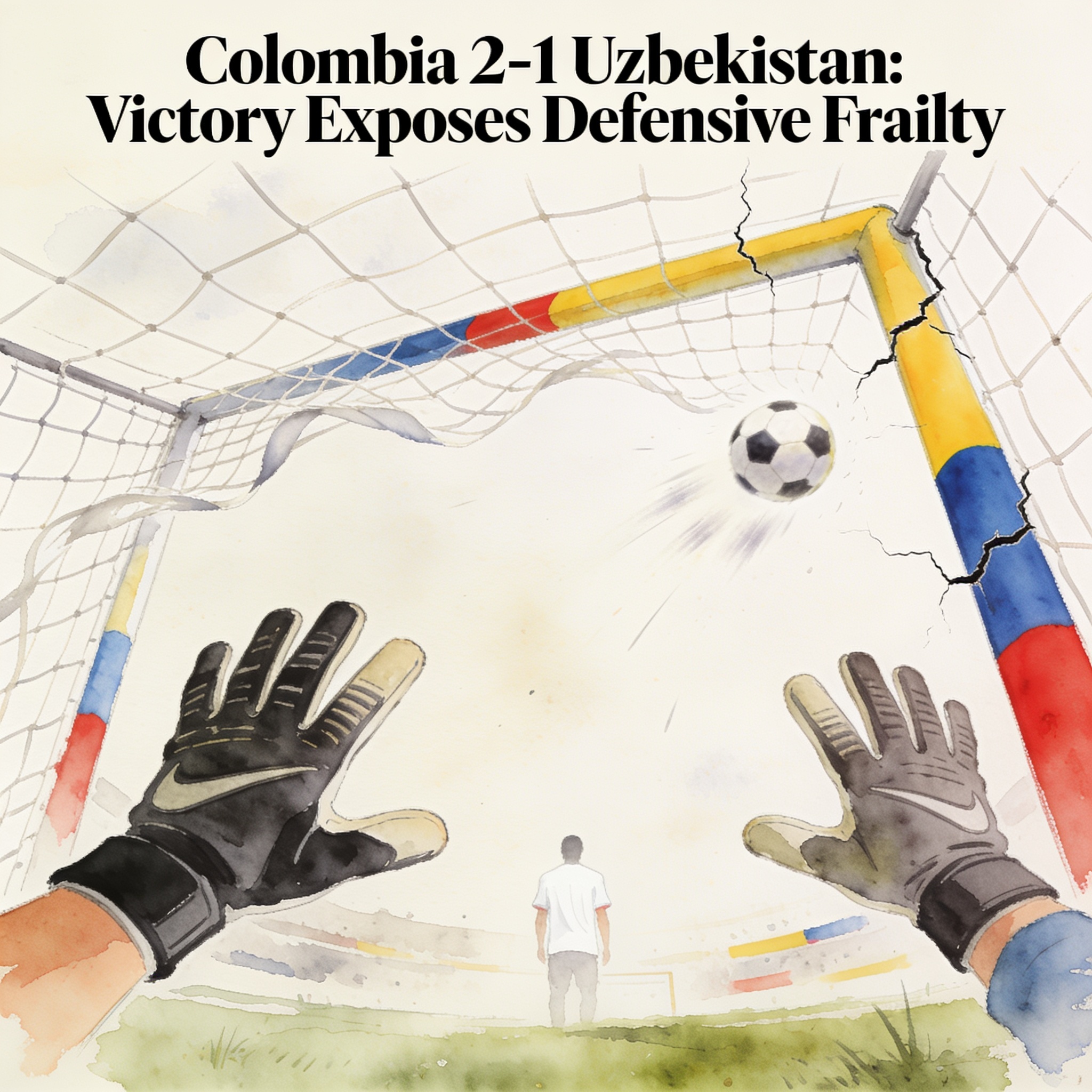 Colombia gana con sufrimiento y deja una pregunta sobre el arco — Deportes, ilustración editorial