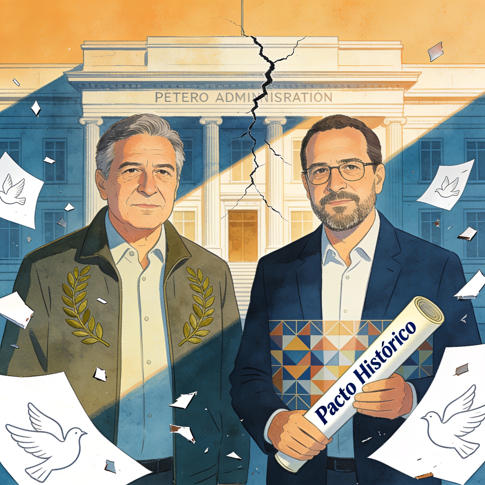 Londoño respalda a Cepeda y le pasa factura al gobierno Petro — Política, ilustración editorial