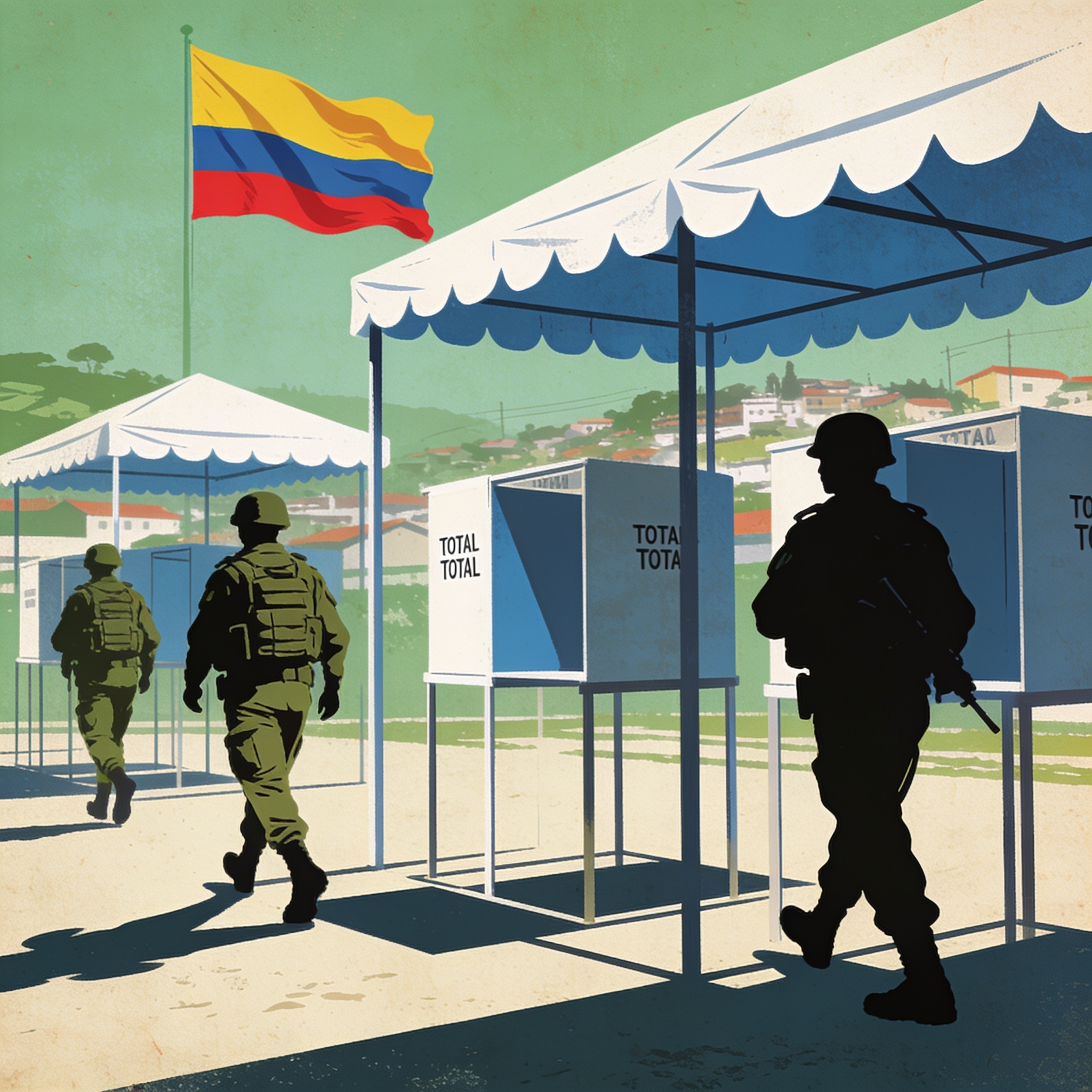 Santander despliega 4.700 soldados para custodiar la segunda vuelta — Política, ilustración editorial