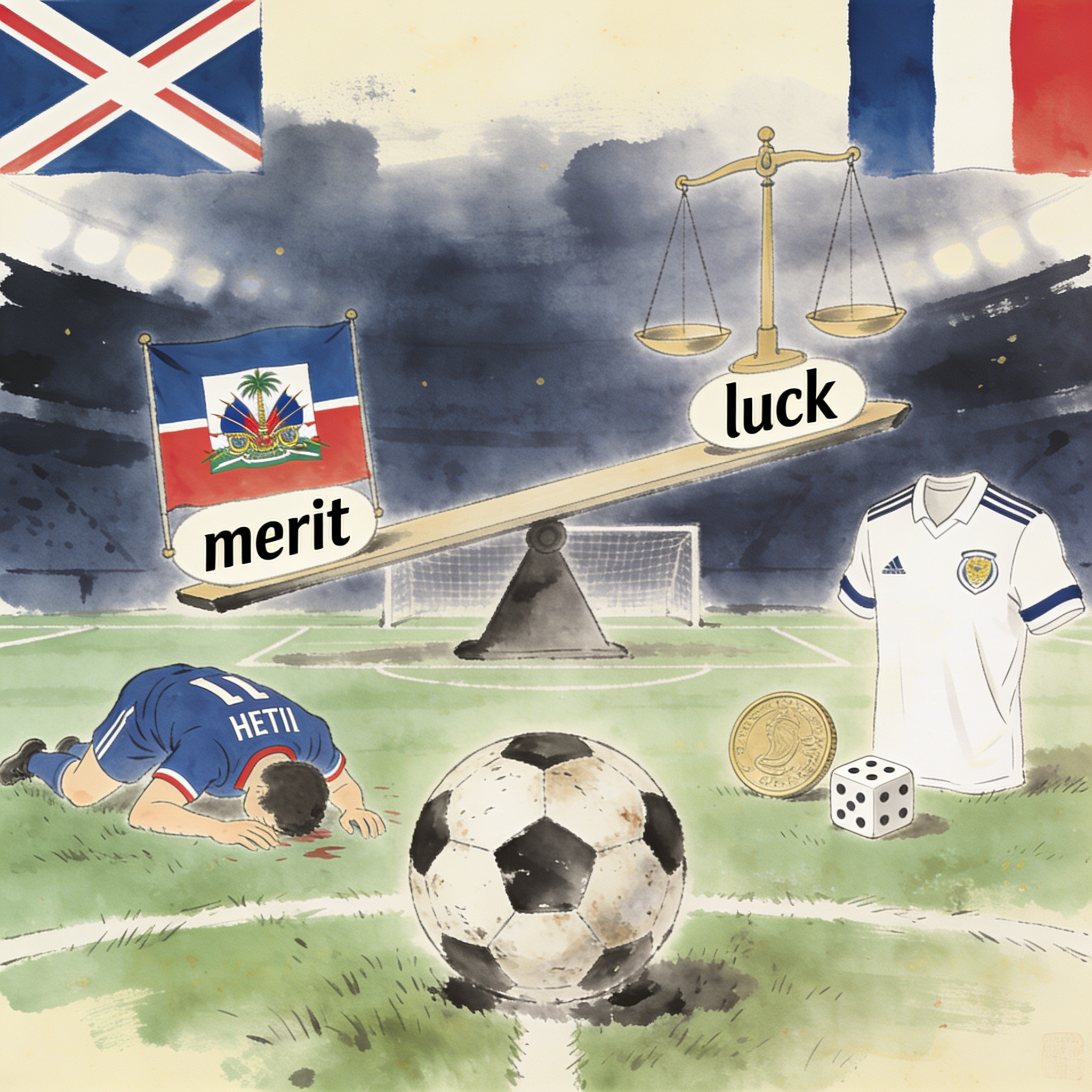 Escocia gana con sudor y suerte el partido que Haití mereció empatar — Deportes, ilustración editorial