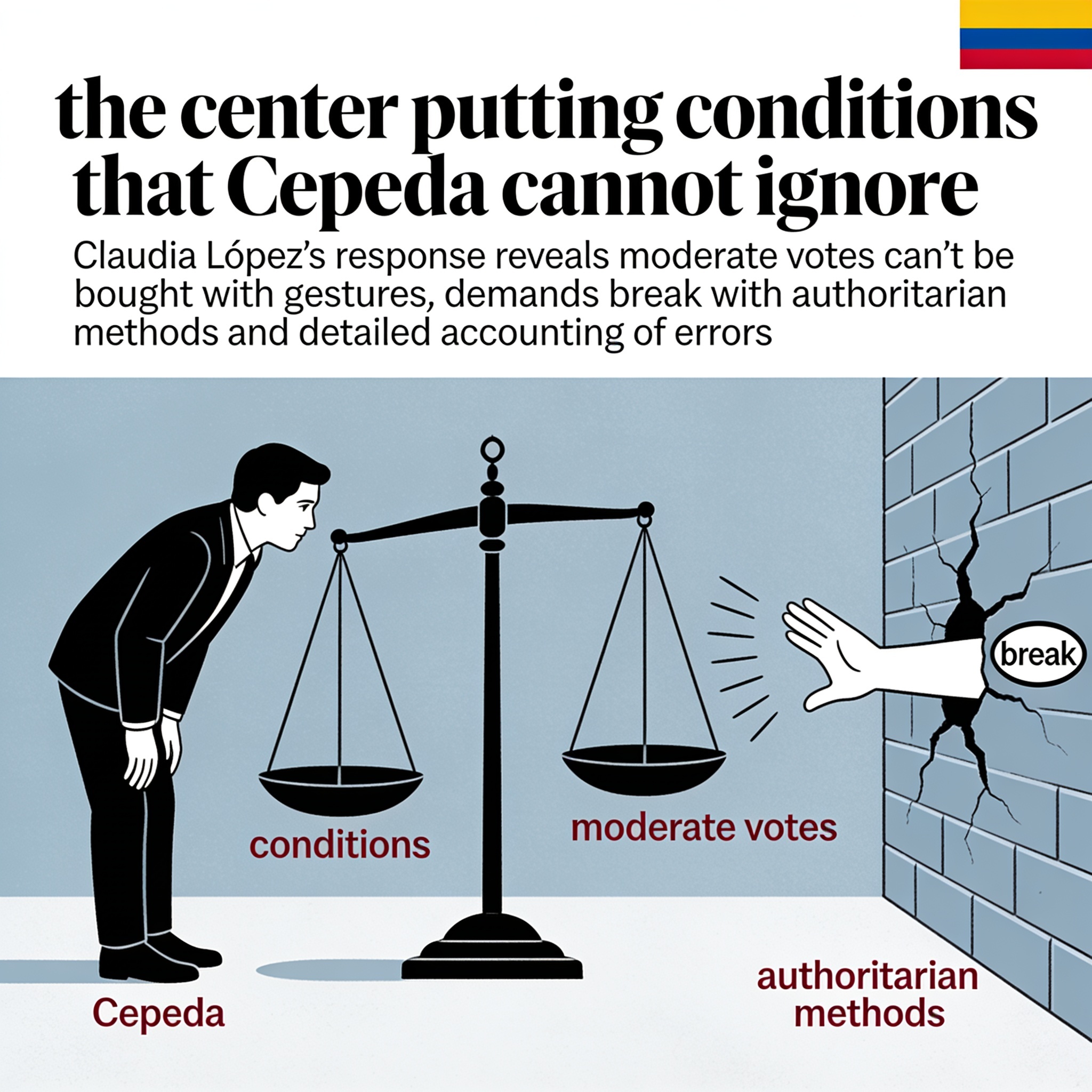 El centro pone condiciones que Cepeda no puede ignorar — Análisis, ilustración editorial