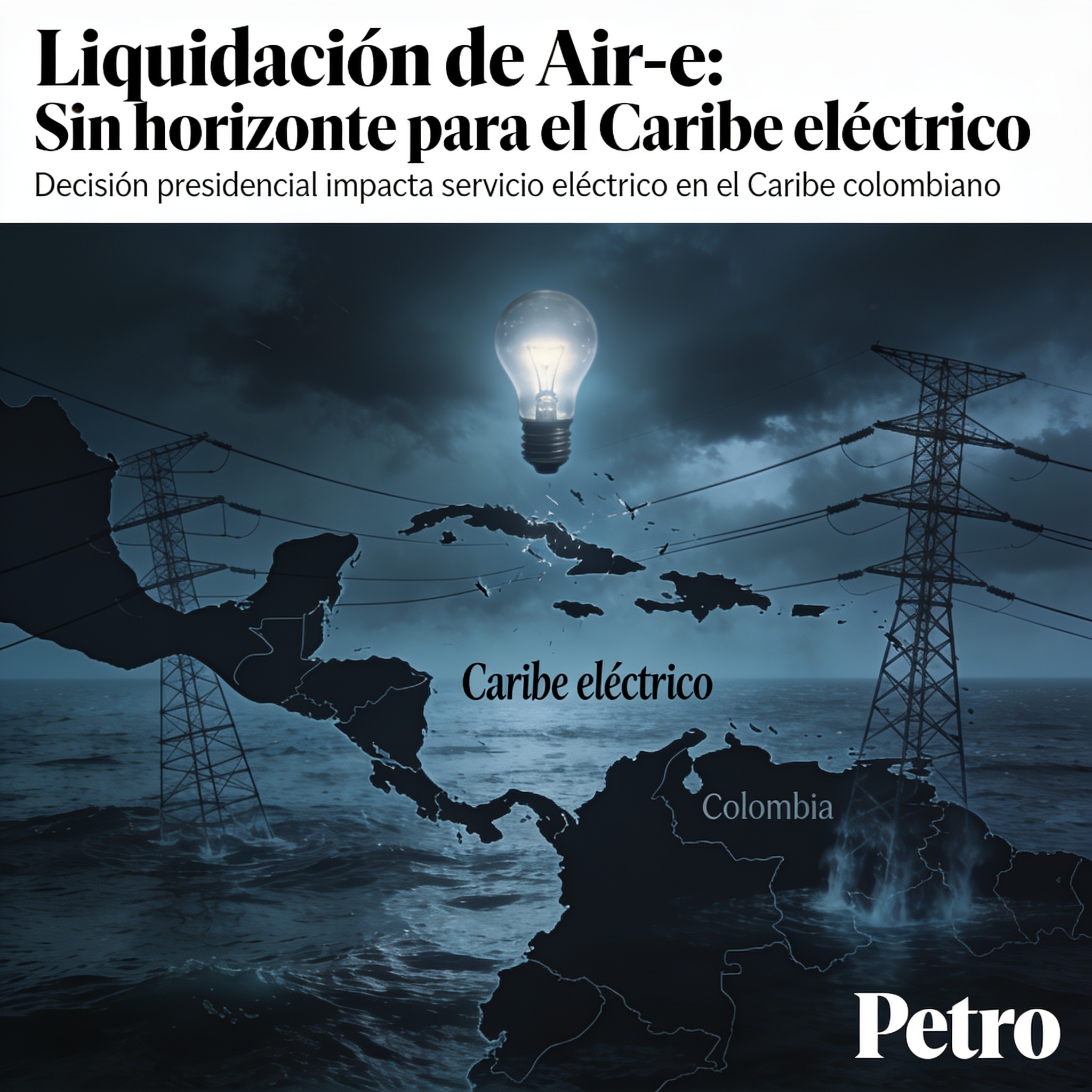 Petro ordena liquidar Air-e y deja sin horizonte al Caribe eléctrico — Política, ilustración editorial