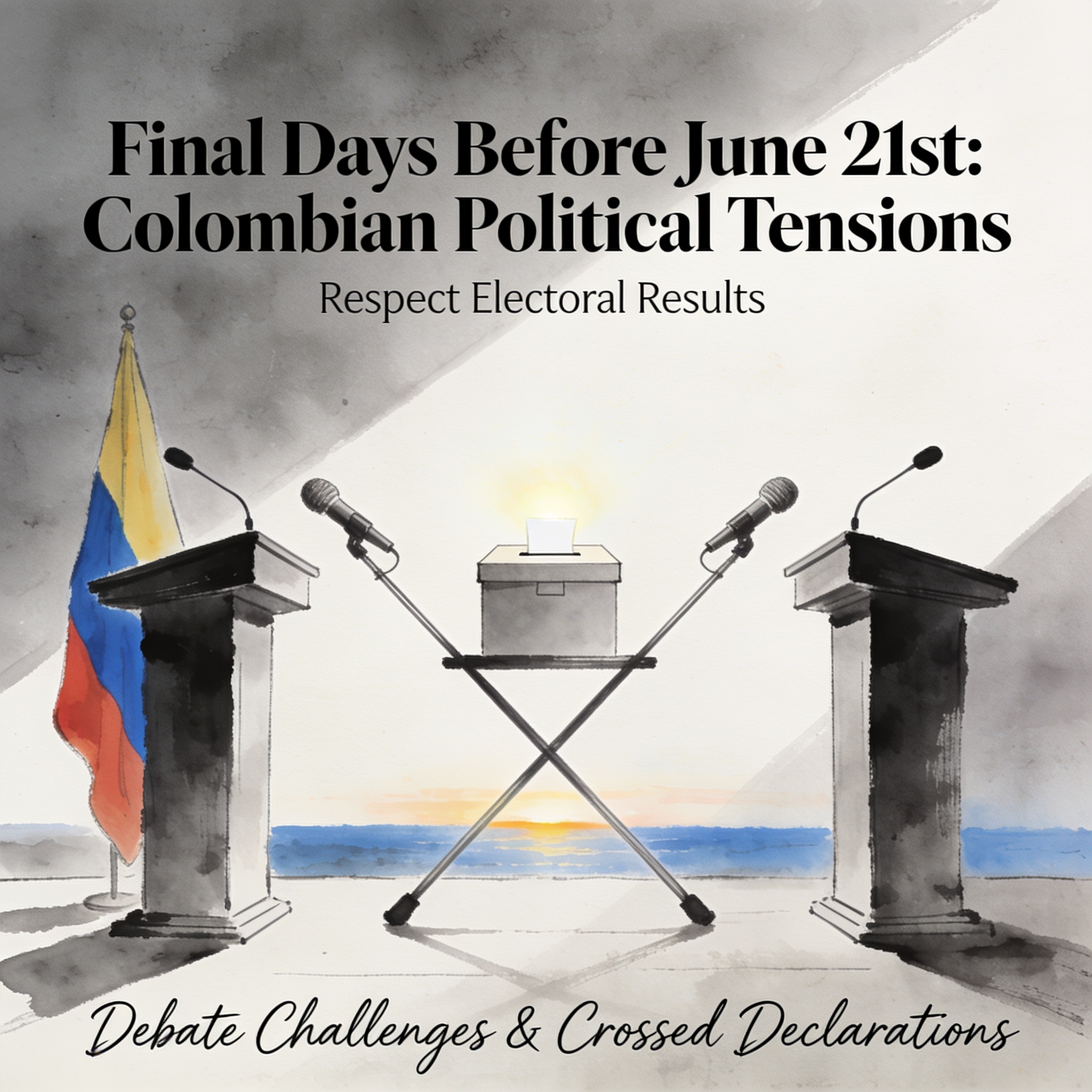 A tres días del 21 de junio, la campaña decide su tono — Política, ilustración editorial