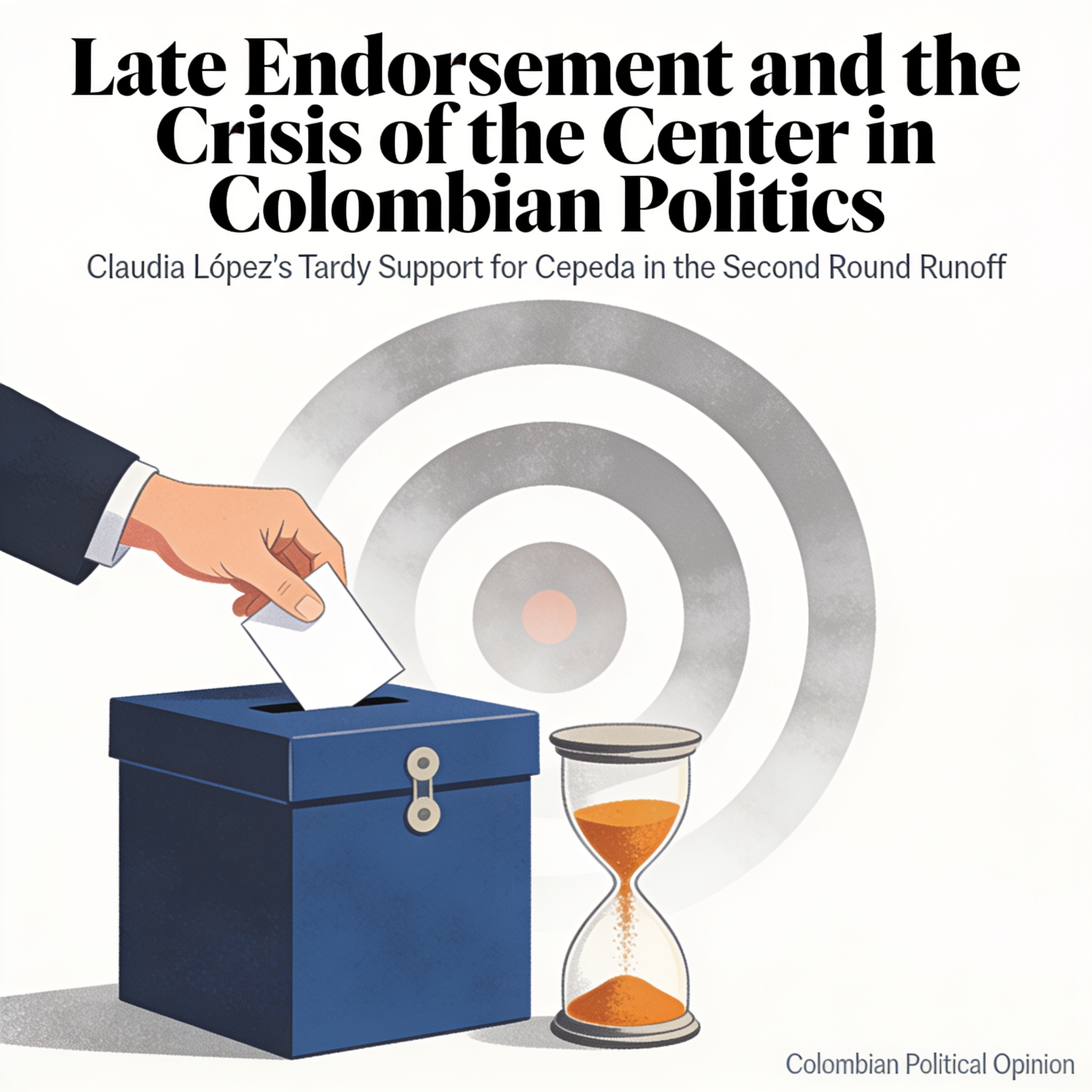 El apoyo tardío de Claudia López a Cepeda y la crisis del centro — Política, ilustración editorial