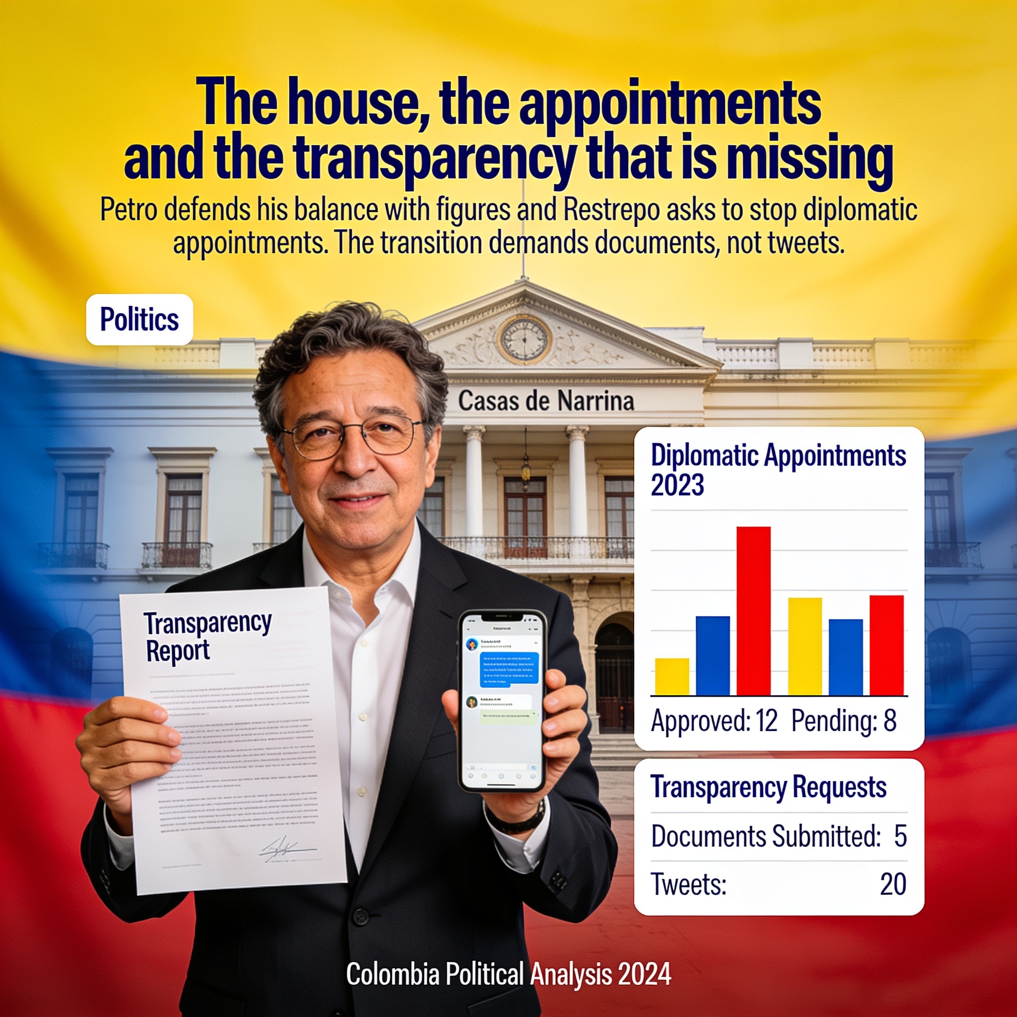 La casa, los nombramientos y la transparencia que falta — Política, ilustración editorial