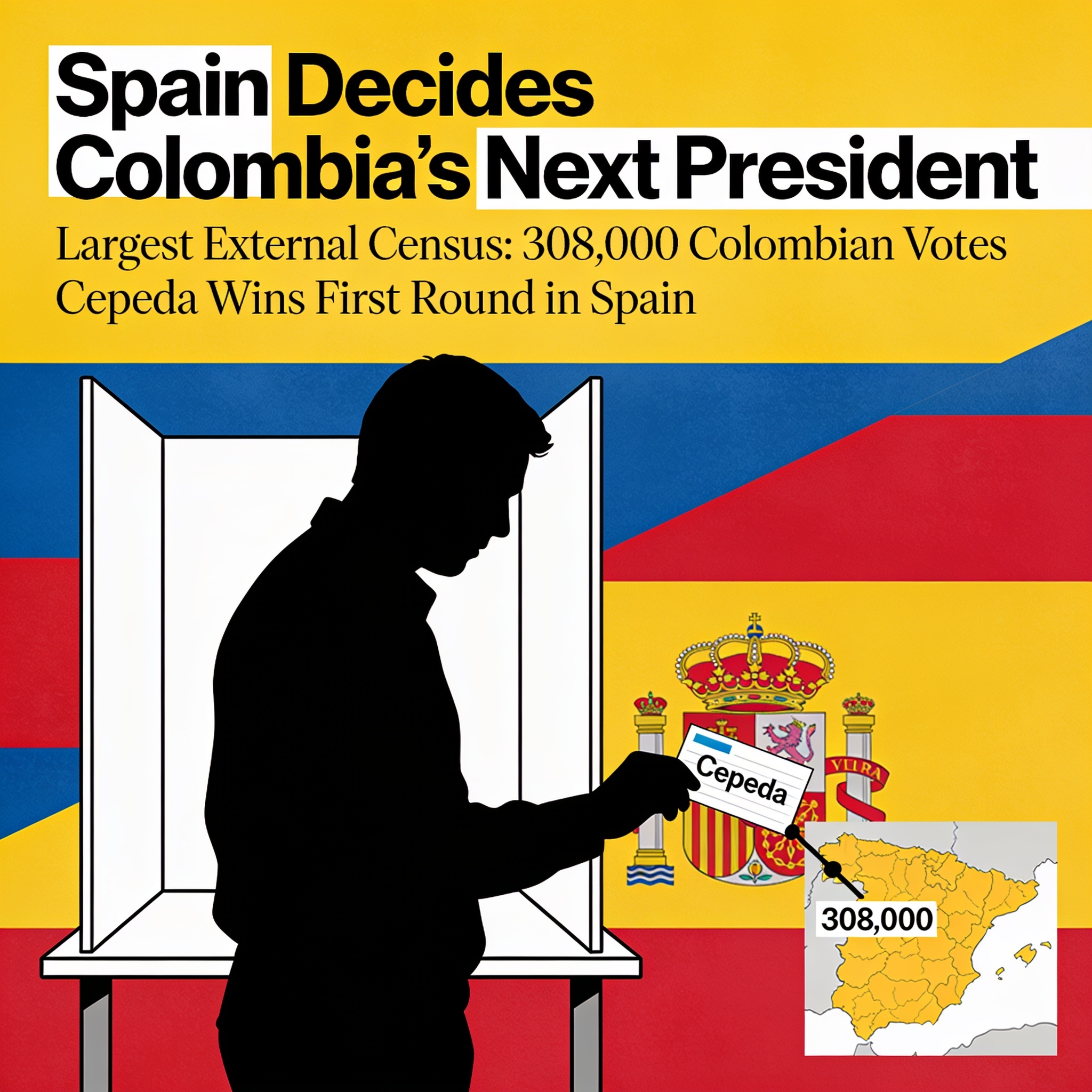 España decide al próximo presidente de Colombia — Política, ilustración editorial
