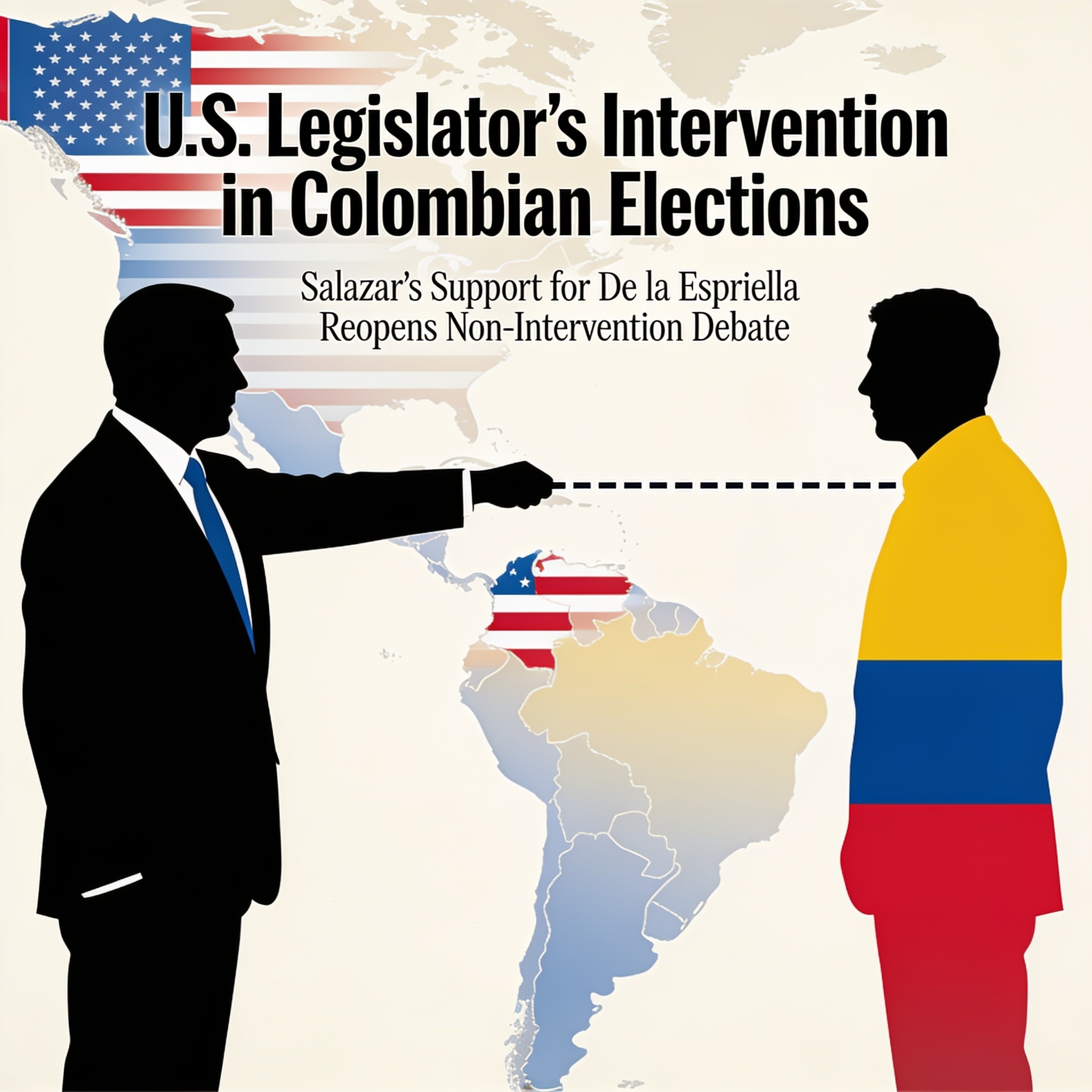 Una legisladora de EE.UU. toma partido por un candidato colombiano — Política, ilustración editorial