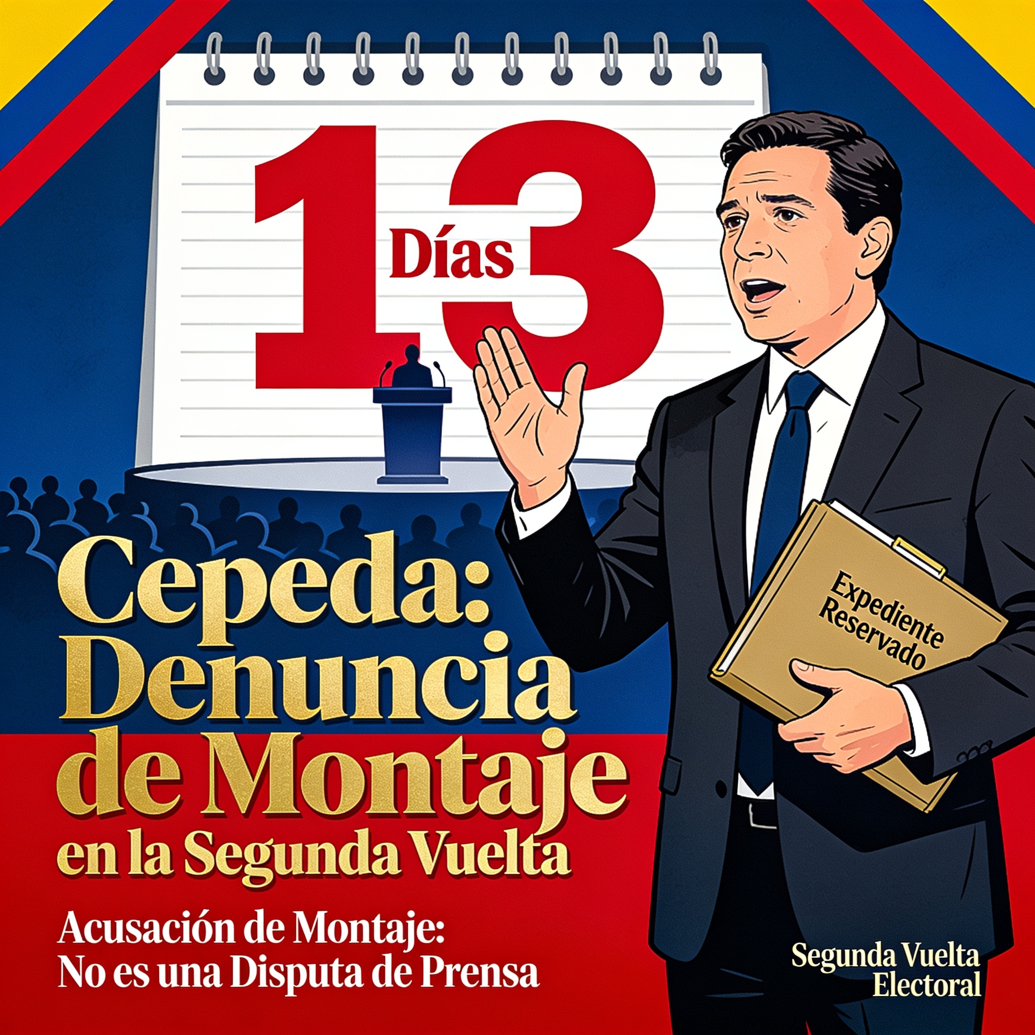 La denuncia de Cepeda y los 13 días que le quedan al debate — Política, ilustración editorial
