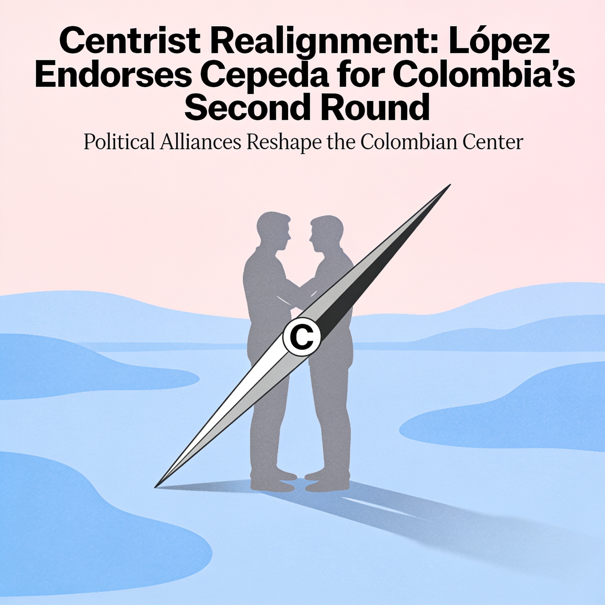 El respaldo de Claudia López a Cepeda y el centro que se reordena — Política, ilustración editorial