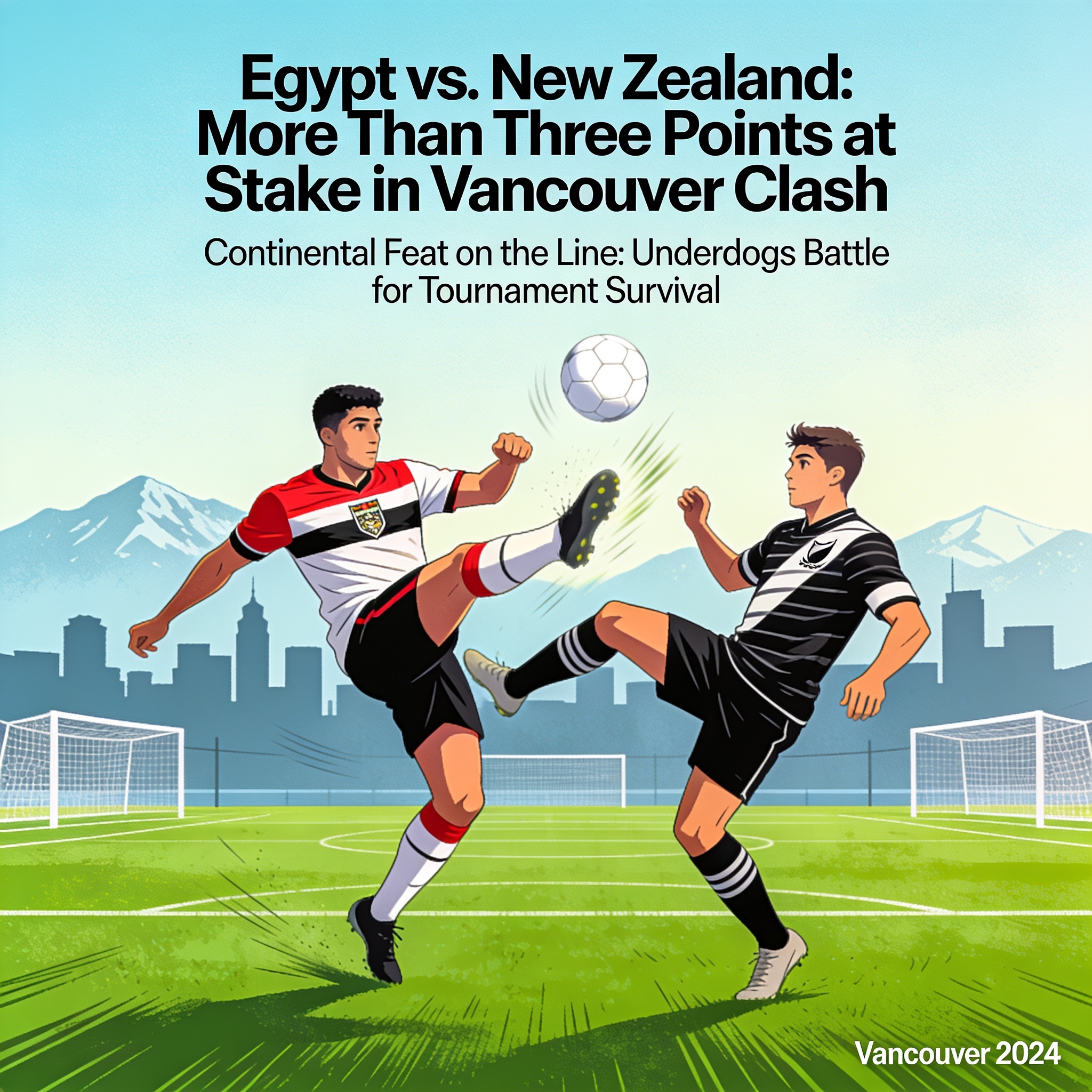 Egipto y Nueva Zelanda juegan más que tres puntos en Vancouver — Deportes, ilustración editorial