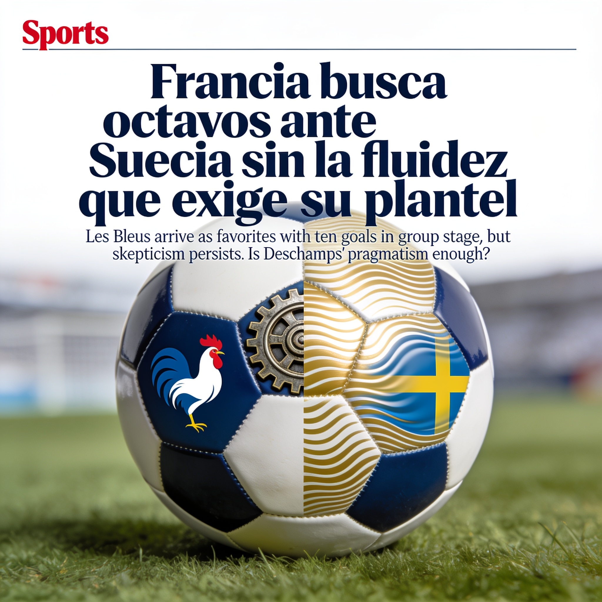 Francia busca octavos ante Suecia sin la fluidez que exige su plantel — Deportes, ilustración editorial