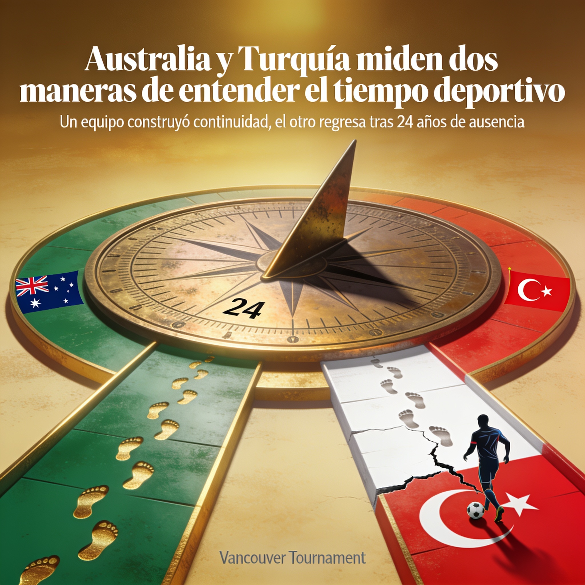 Australia y Turquía miden dos formas de entender el tiempo deportivo — Deportes, ilustración editorial