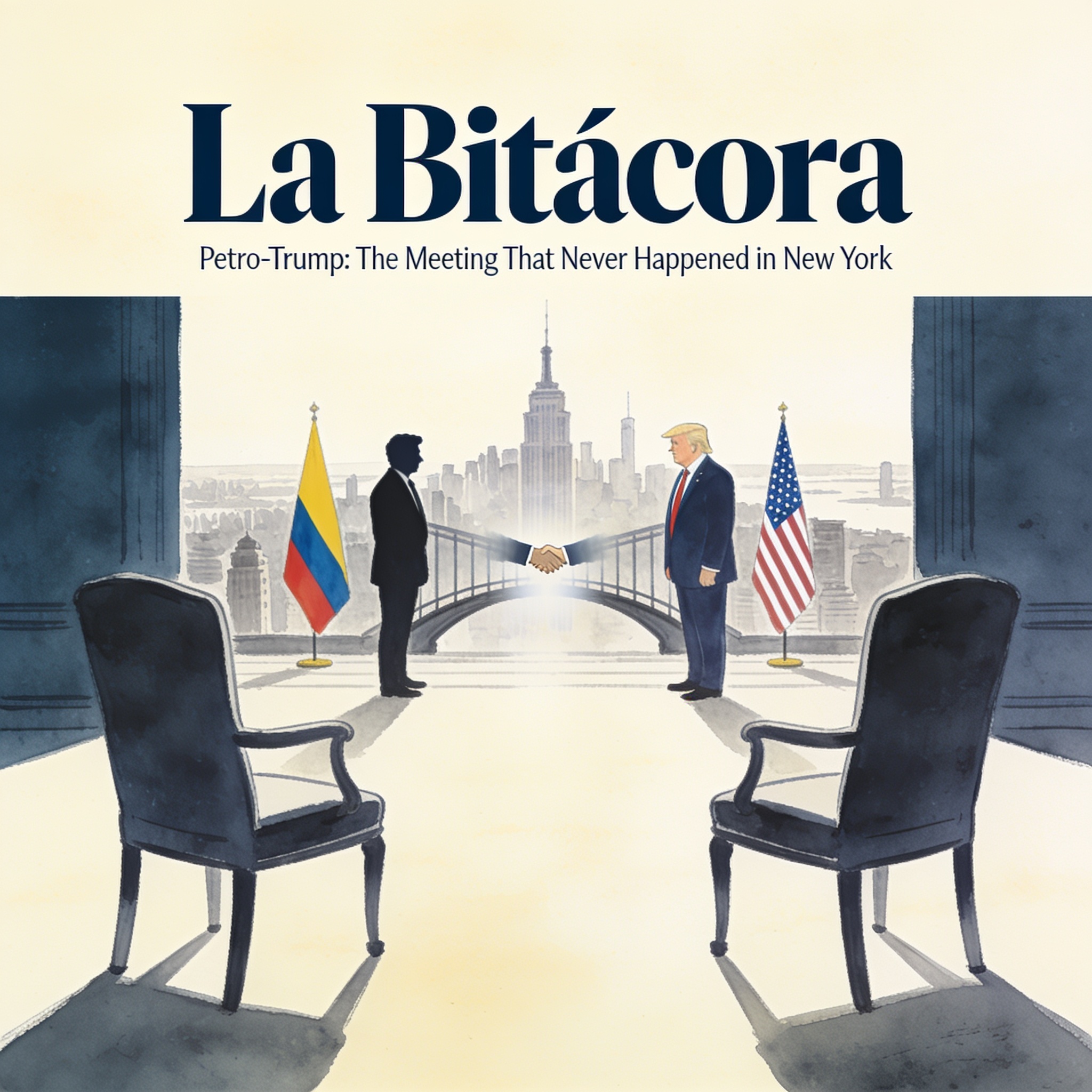 Petro, Trump y un encuentro que no fue en Nueva York — Política, ilustración editorial