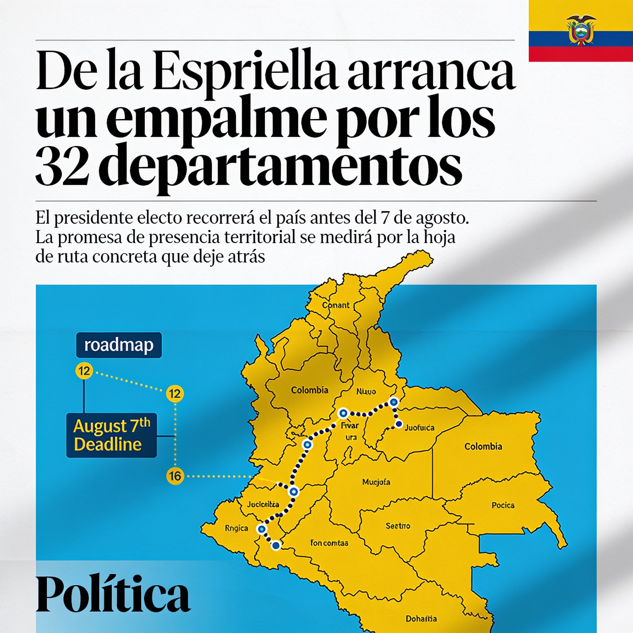 De la Espriella arranca un empalme por los 32 departamentos — Política, ilustración editorial