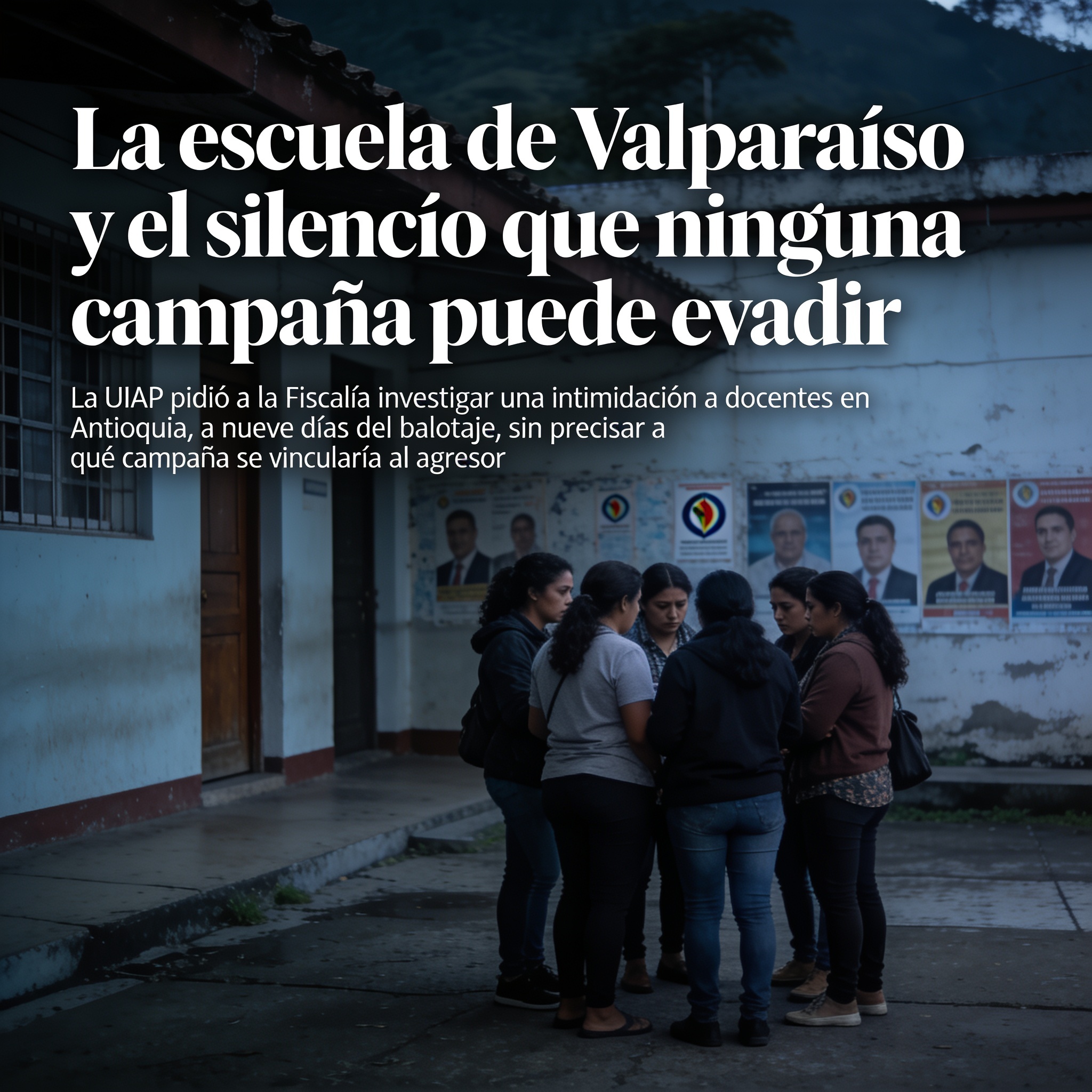 La escuela de Valparaíso y el silencio que ninguna campaña puede evadir — Política, ilustración editorial