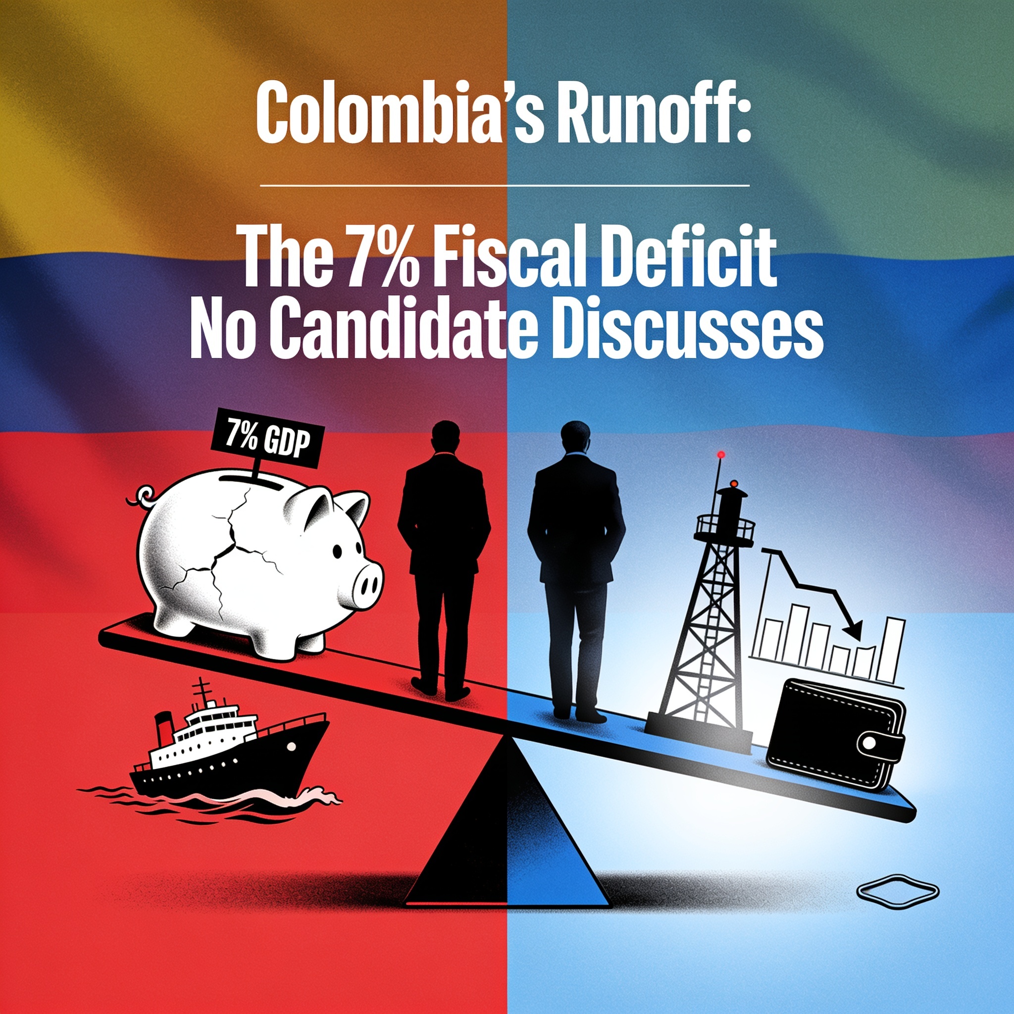 El balotaje del 21 de junio y la herencia fiscal que ambos candidatos evitan — Política, ilustración editorial