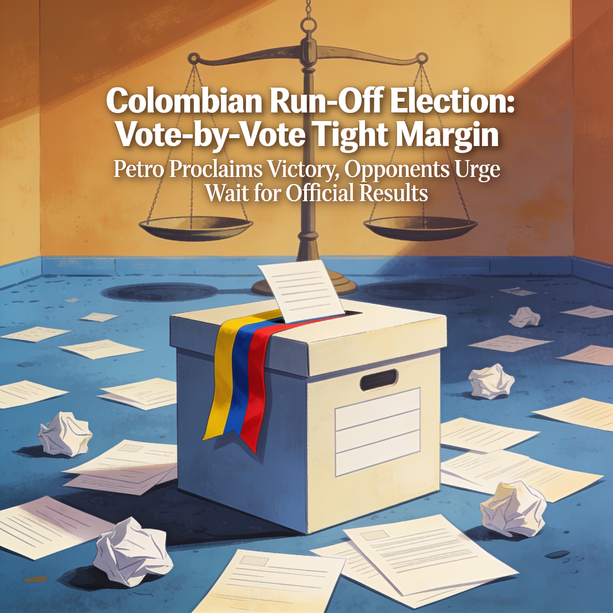 El balotaje colombiano se define voto a voto — Política, ilustración editorial