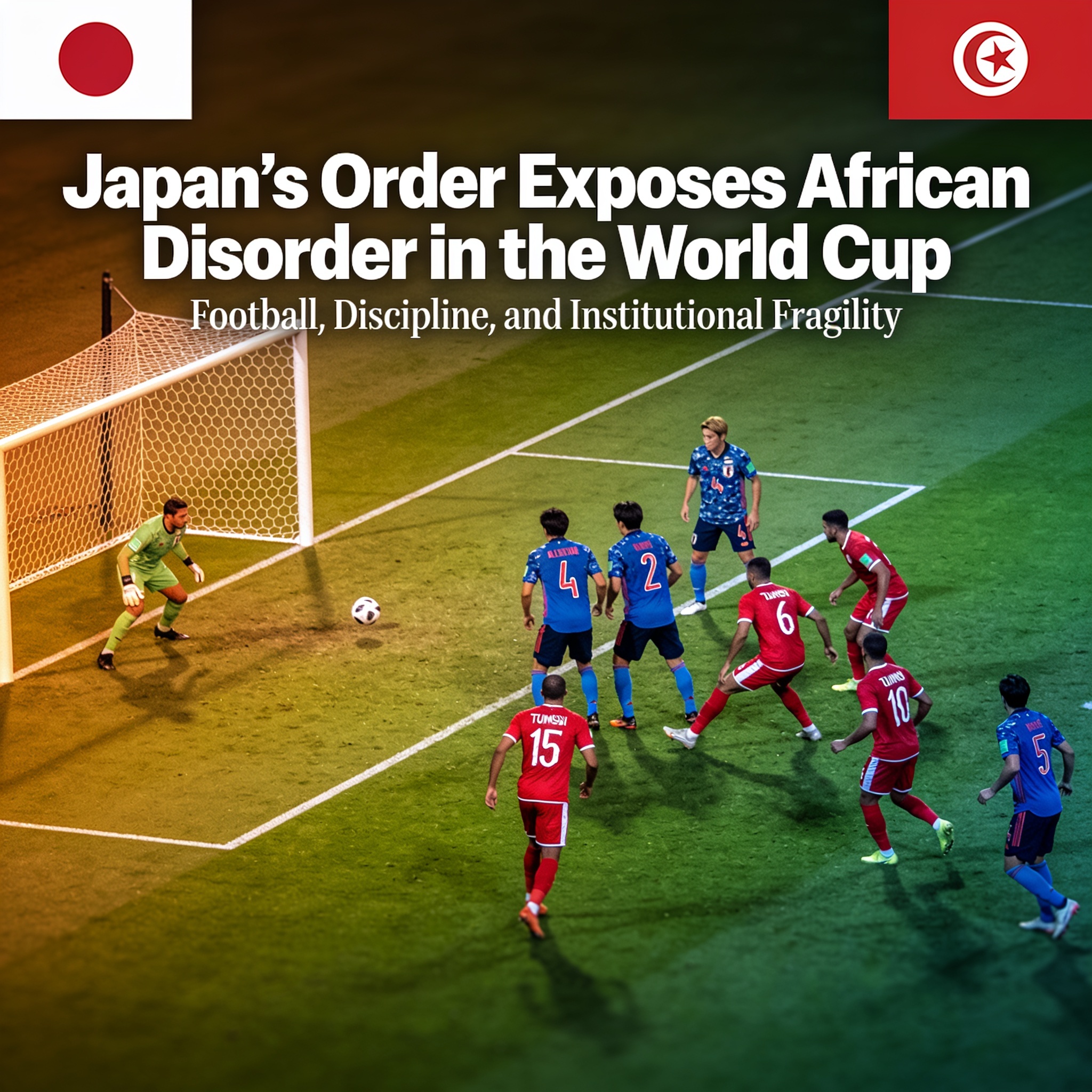 El orden japonés que expone el desorden africano en el Mundial — Deportes, ilustración editorial