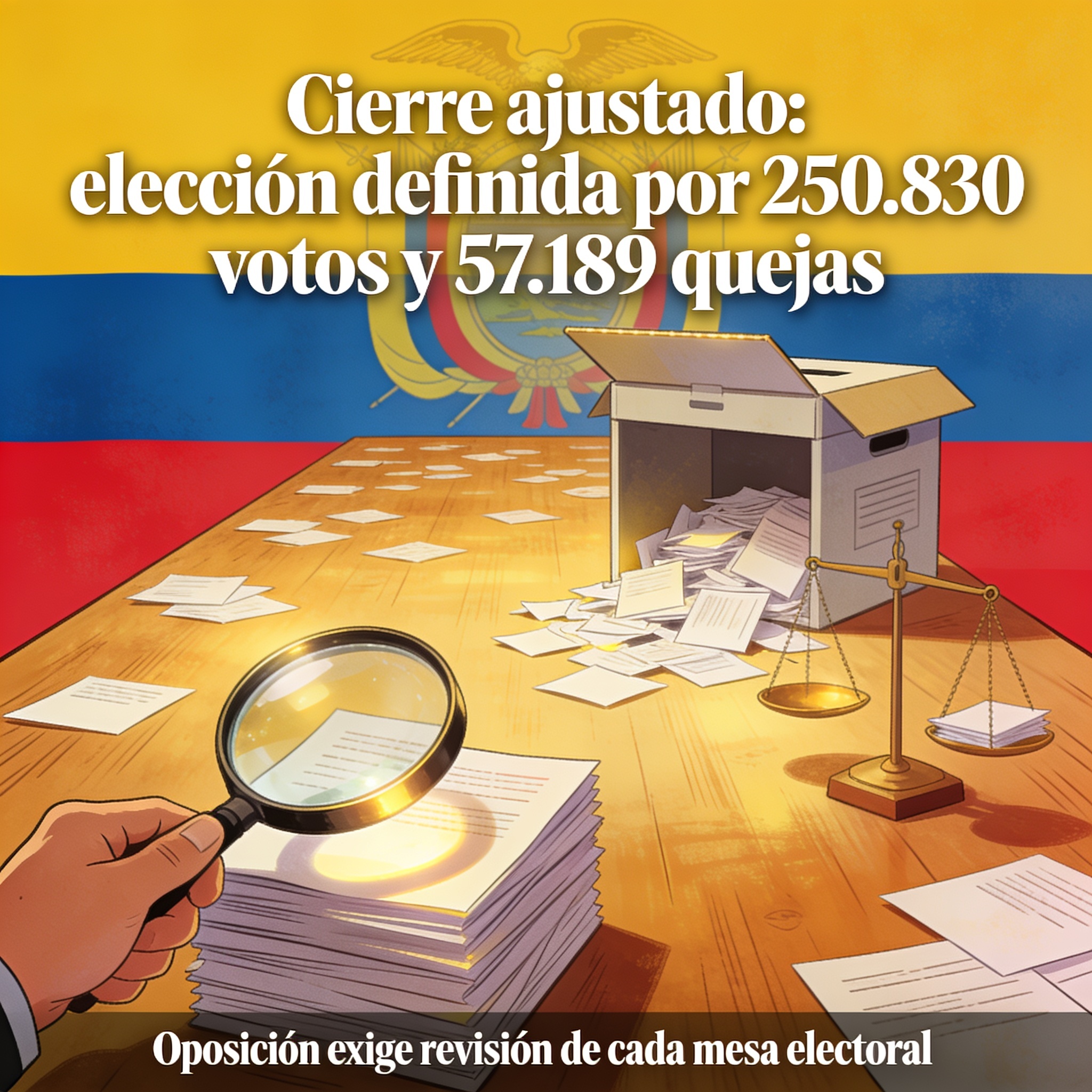 Una elección de 250.830 votos y 57.189 reclamaciones — Política, ilustración editorial